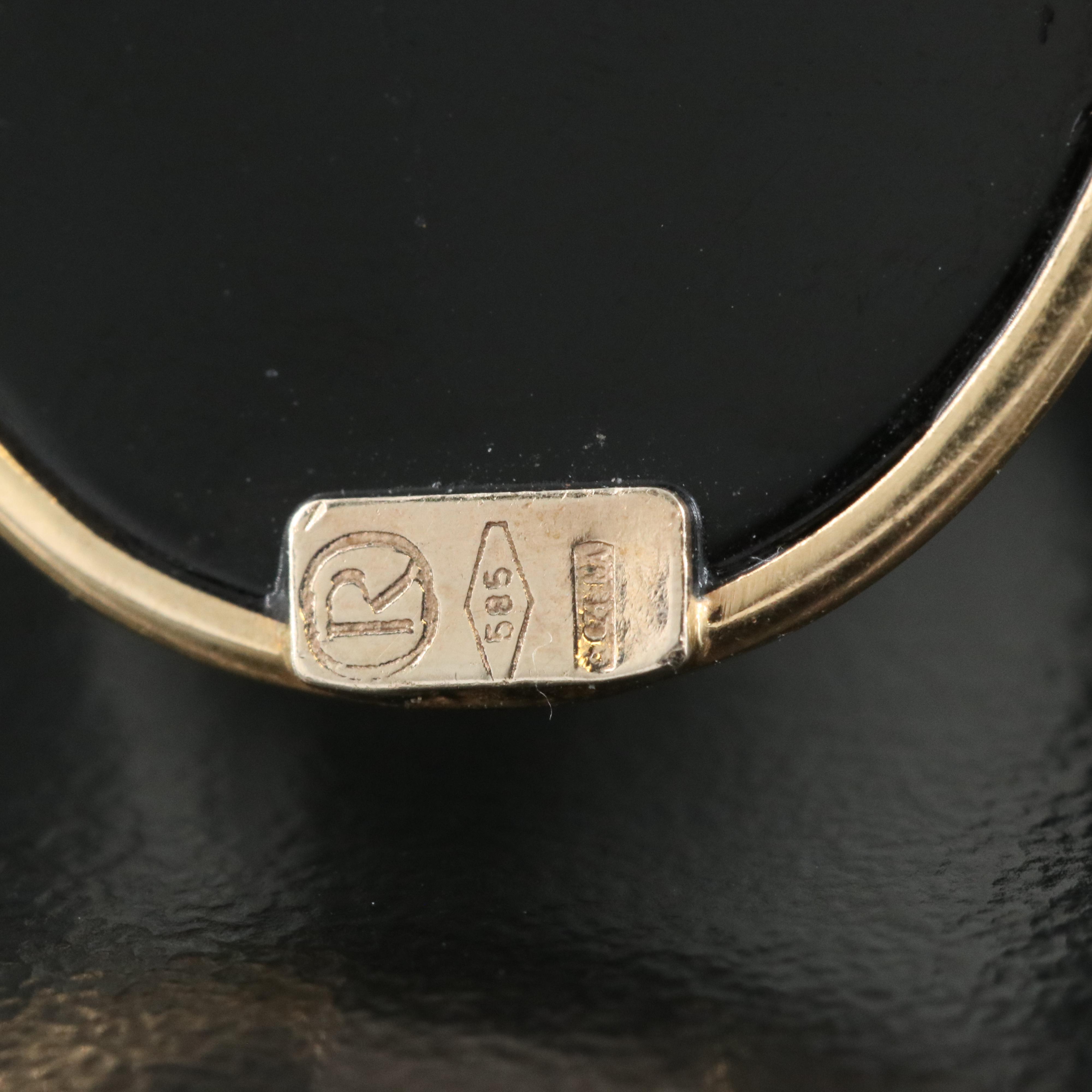 14K Onyx Cameo Converter Brooch