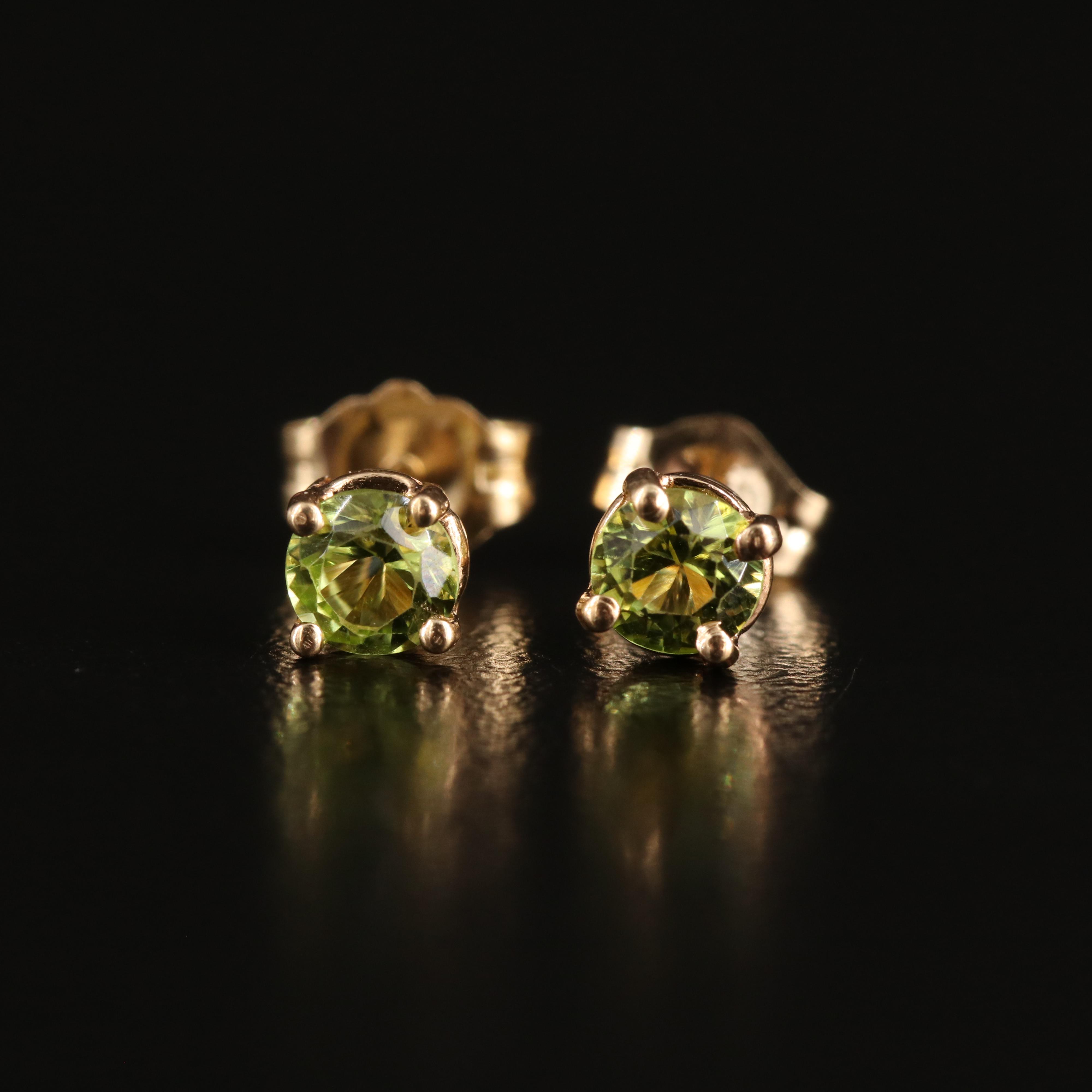 14K Peridot Stud Earrings