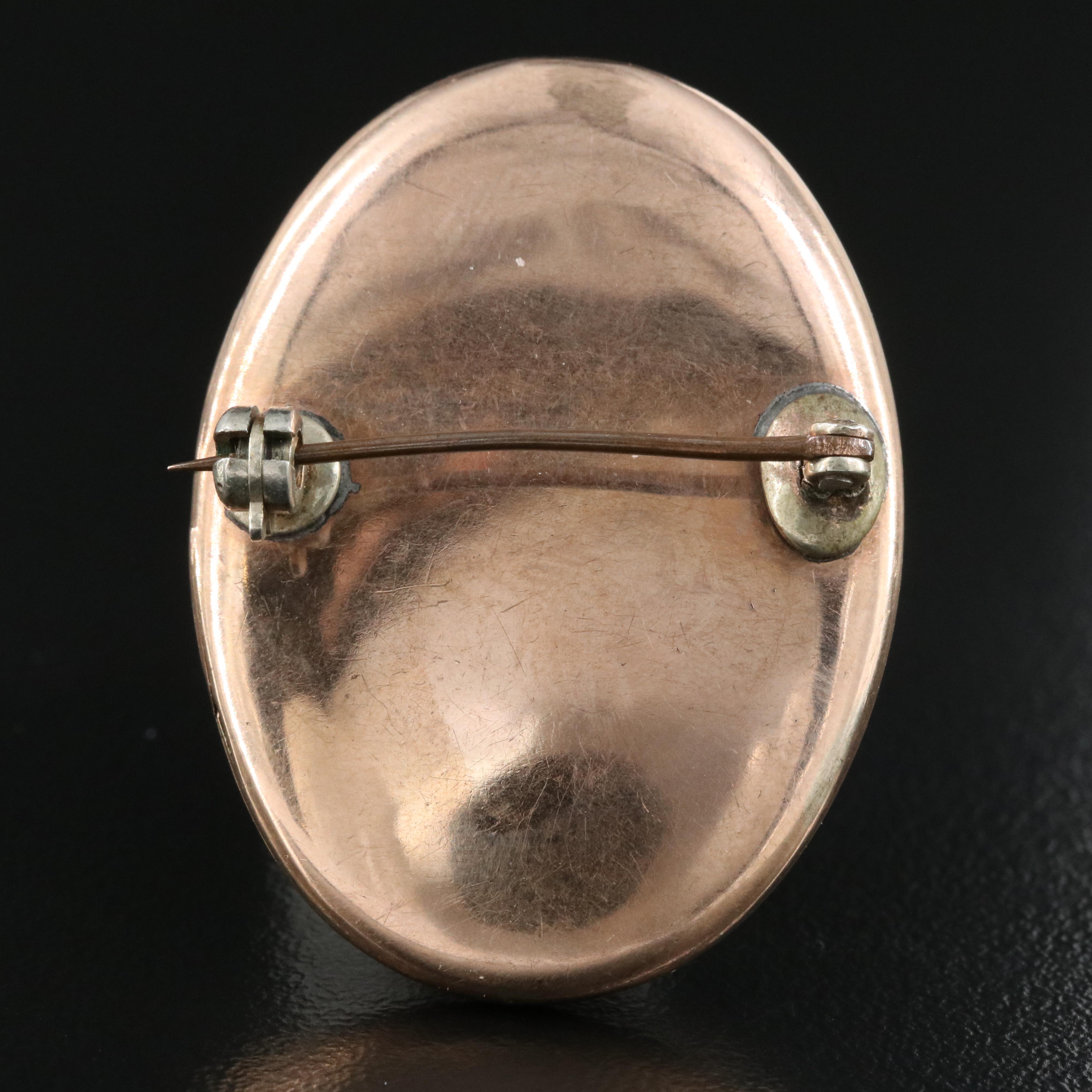 Antique Charles Keller & Co 10K Shell Cameo Locket Pendant