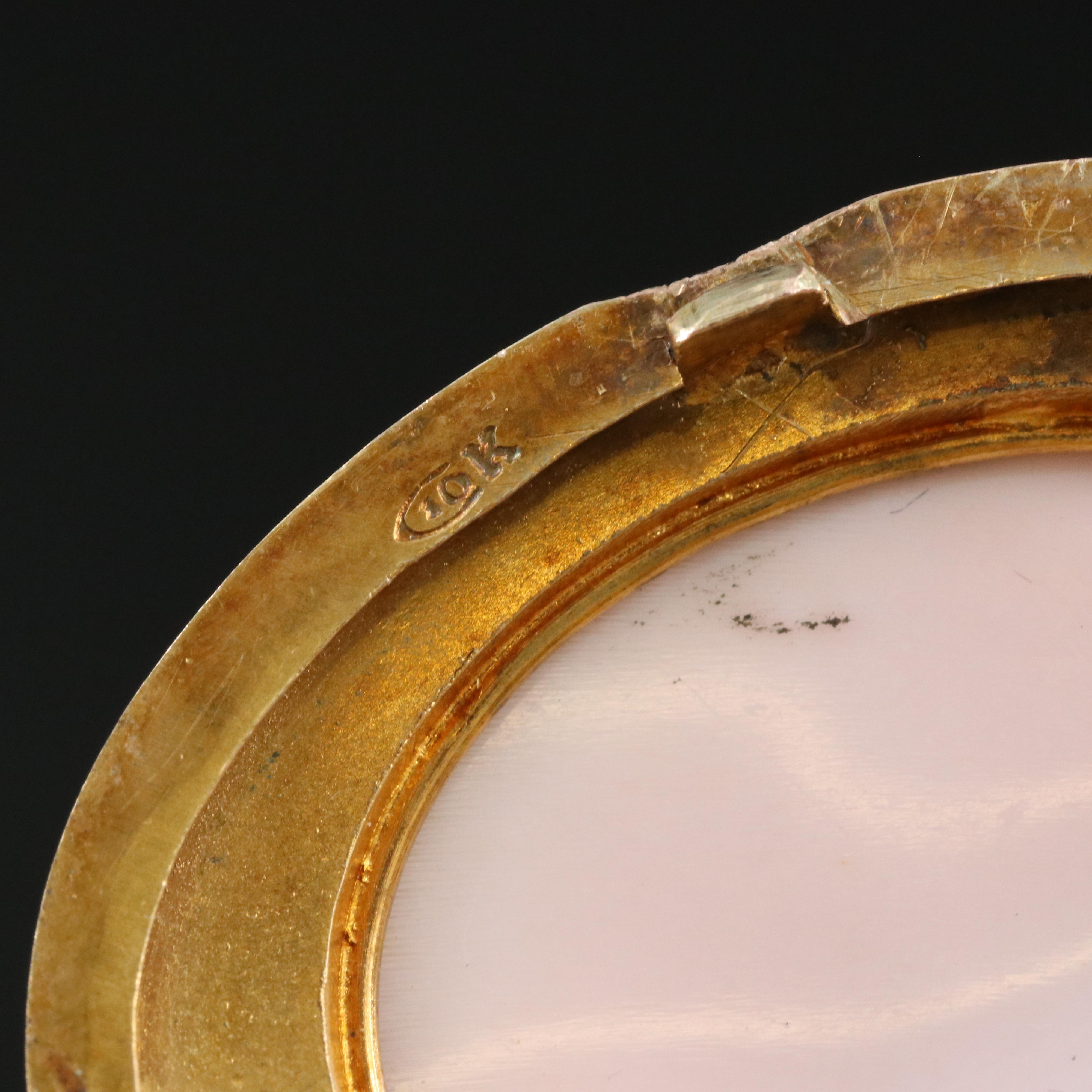 Antique Charles Keller & Co 10K Shell Cameo Locket Pendant