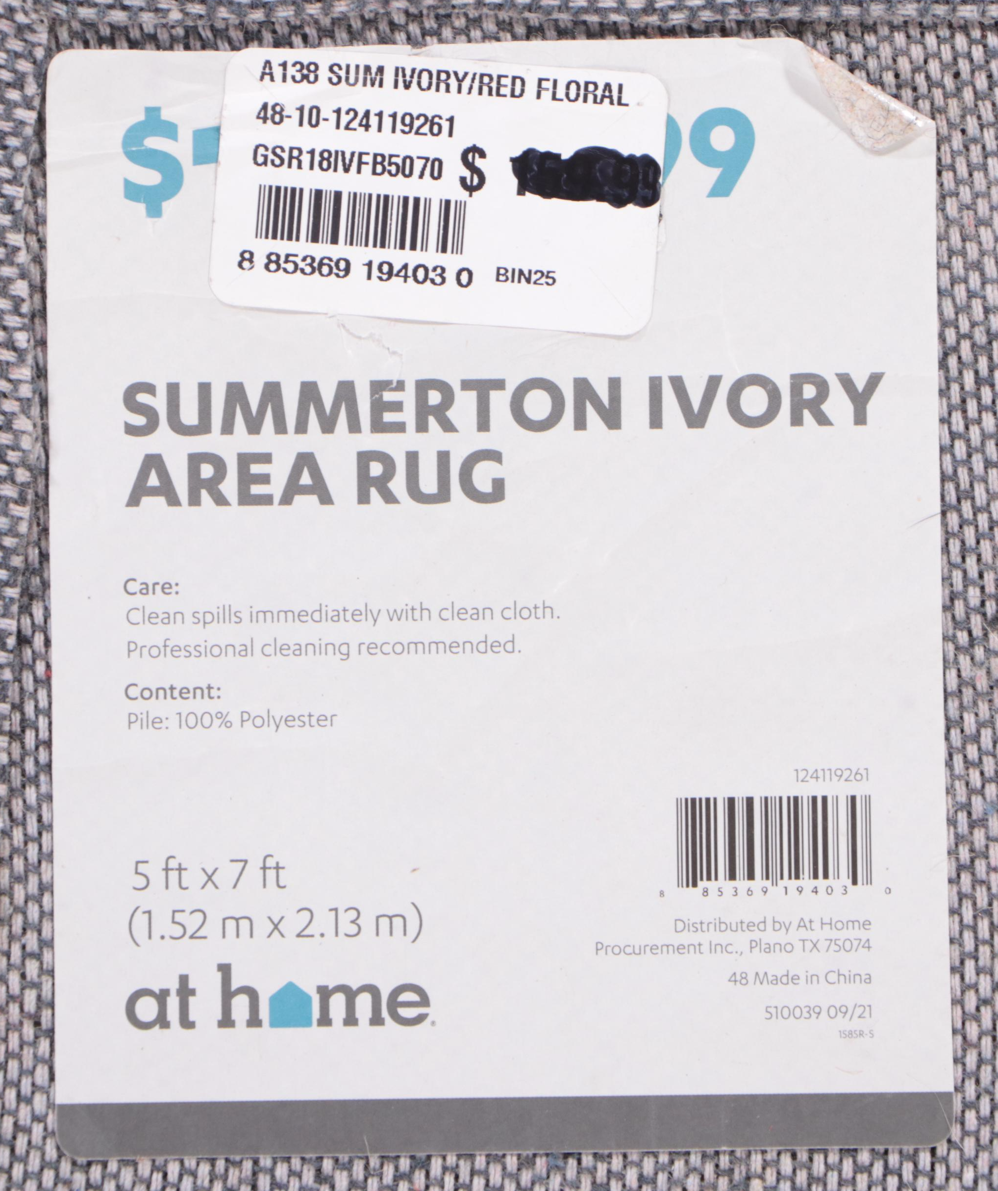 5' x 6'9 Machine Made At Home Floral Area Rug