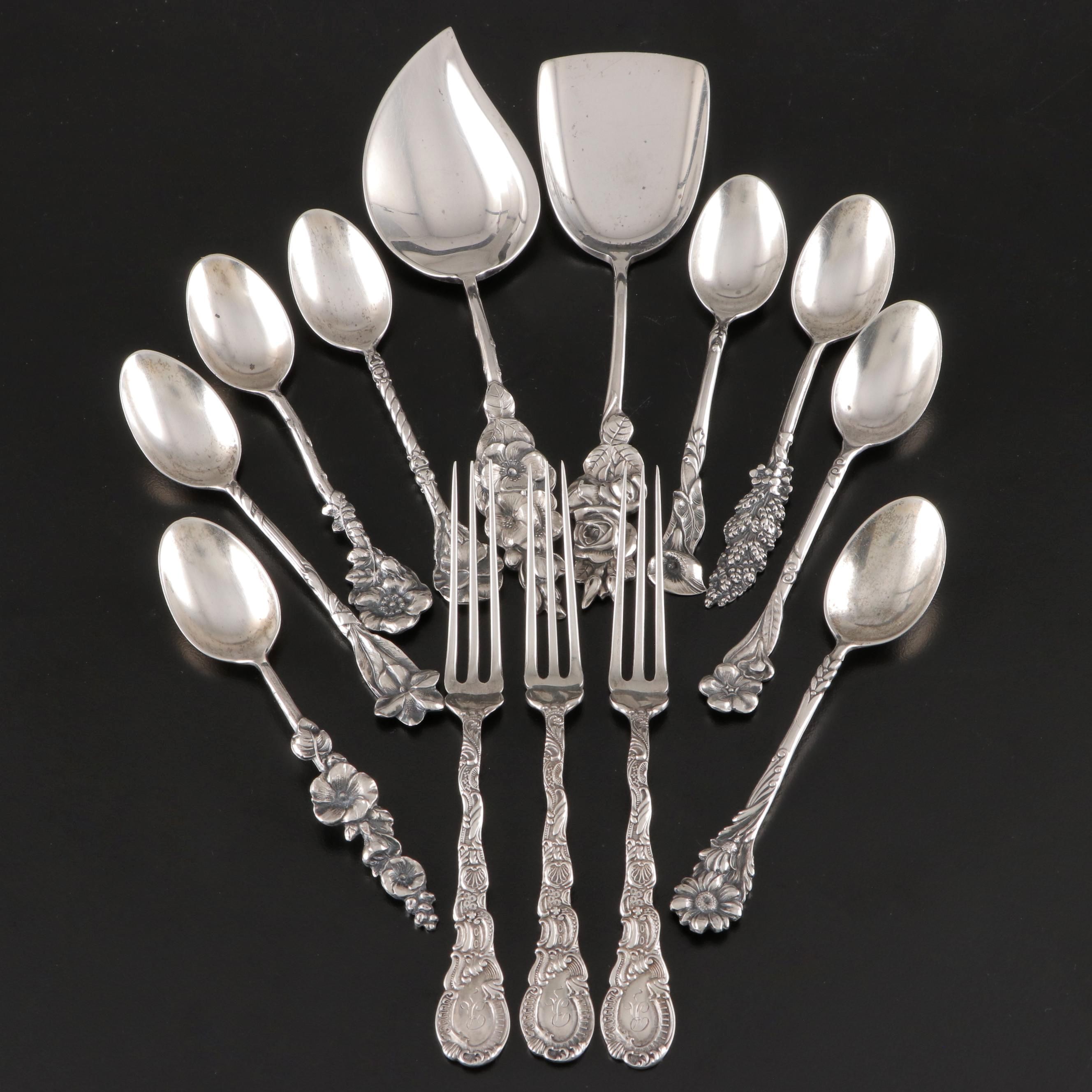 Reed & Barton "Harlequin" and Durgin "Louis XV" Sterling Silver Serving Utensils