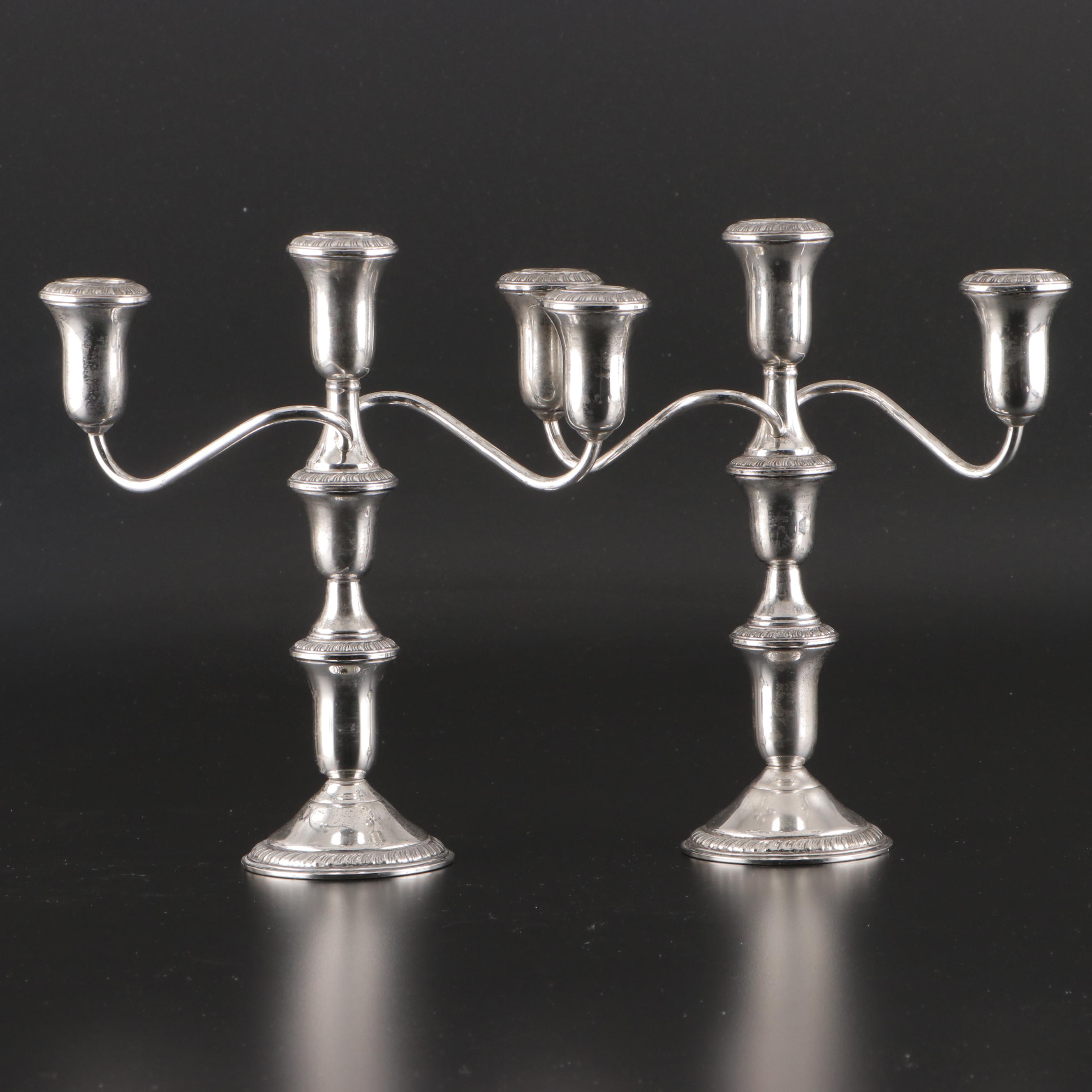 Ames Mfg. Co. Sterling Silver Candelabras and Duchin Creation Candle Holders