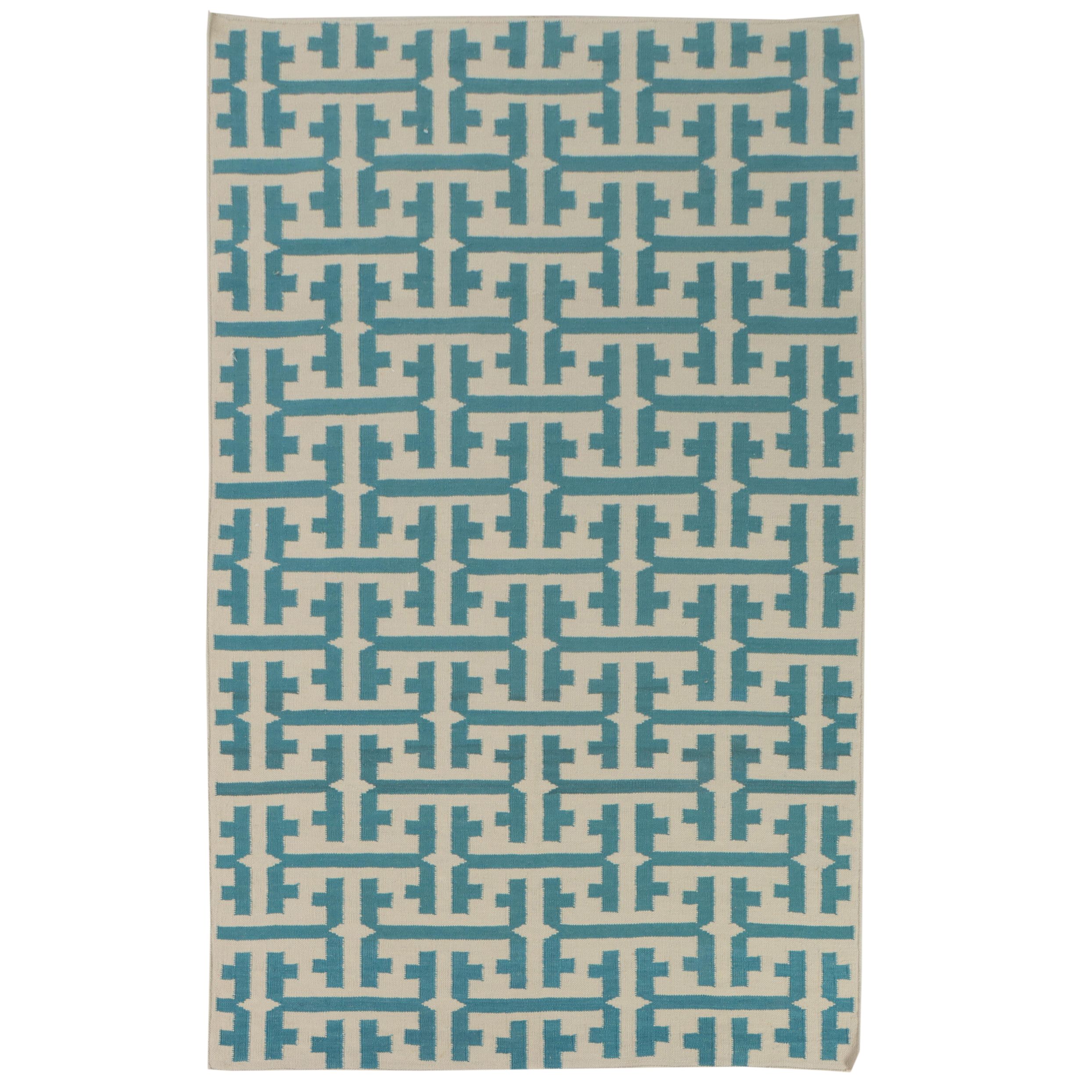 5'1 x 7'11 Handwoven Indian Dhurrie Area Rug