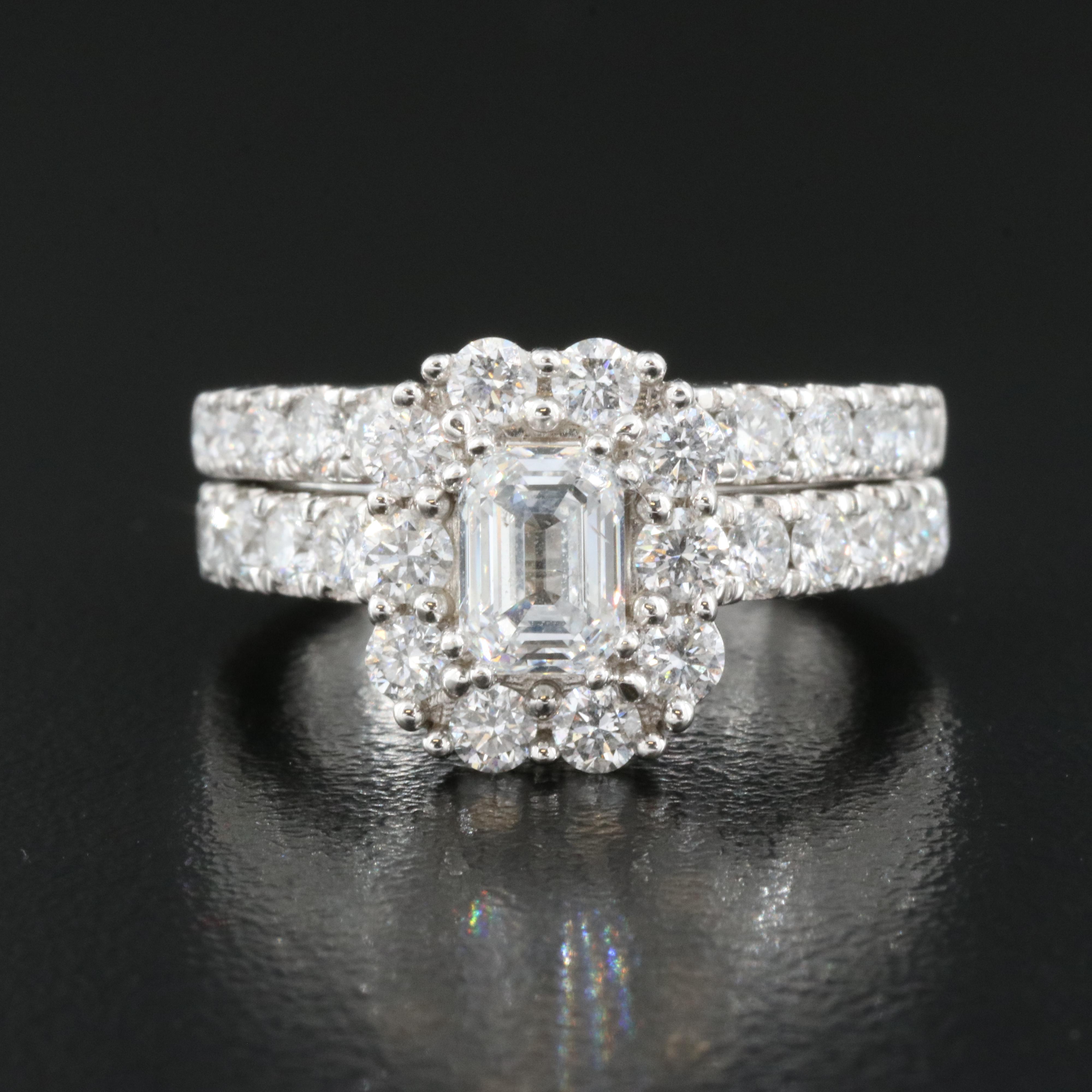 14K 2.93 CTW Lab Grown Diamond Ring and Band Set with IGI Online Report