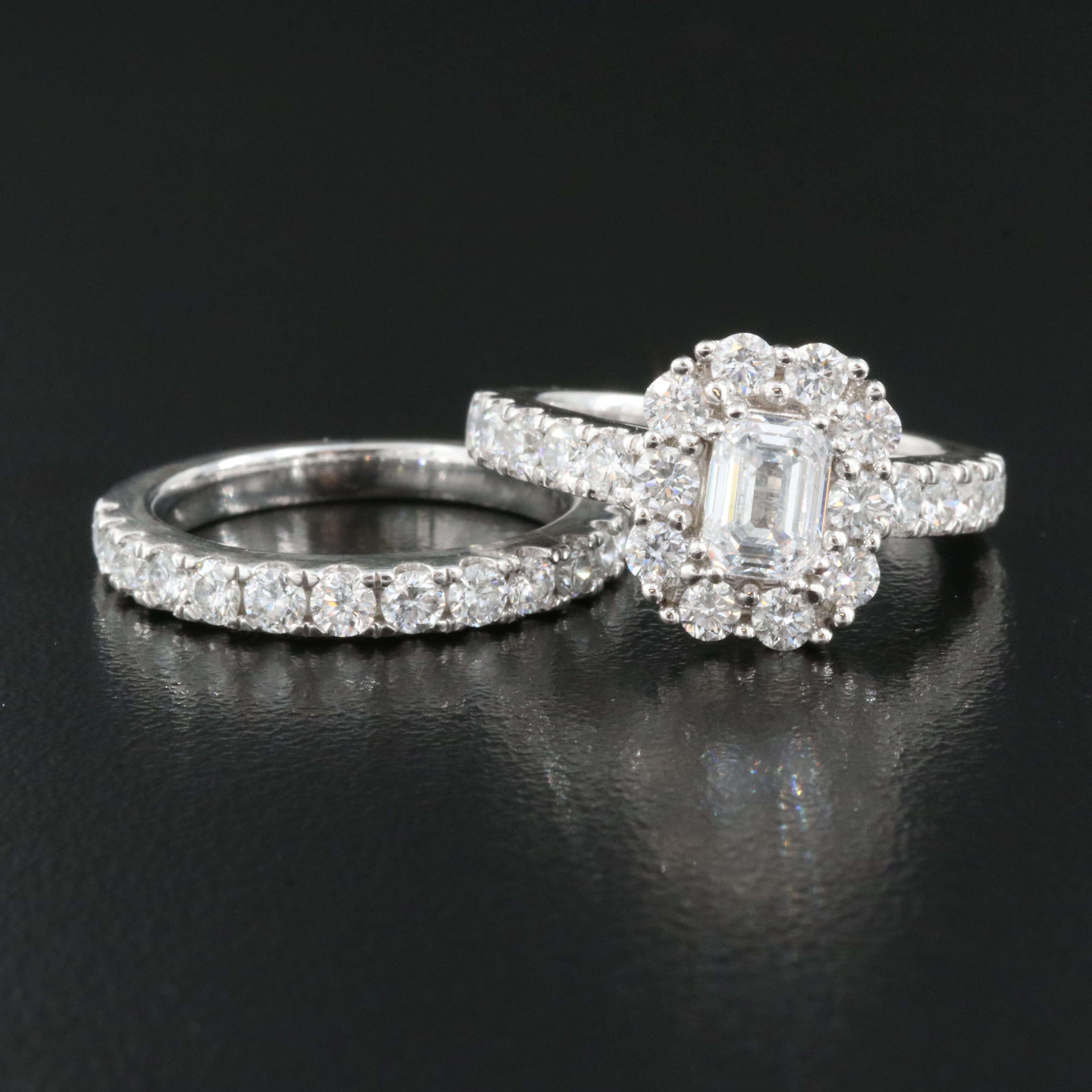 14K 2.93 CTW Lab Grown Diamond Ring and Band Set with IGI Online Report