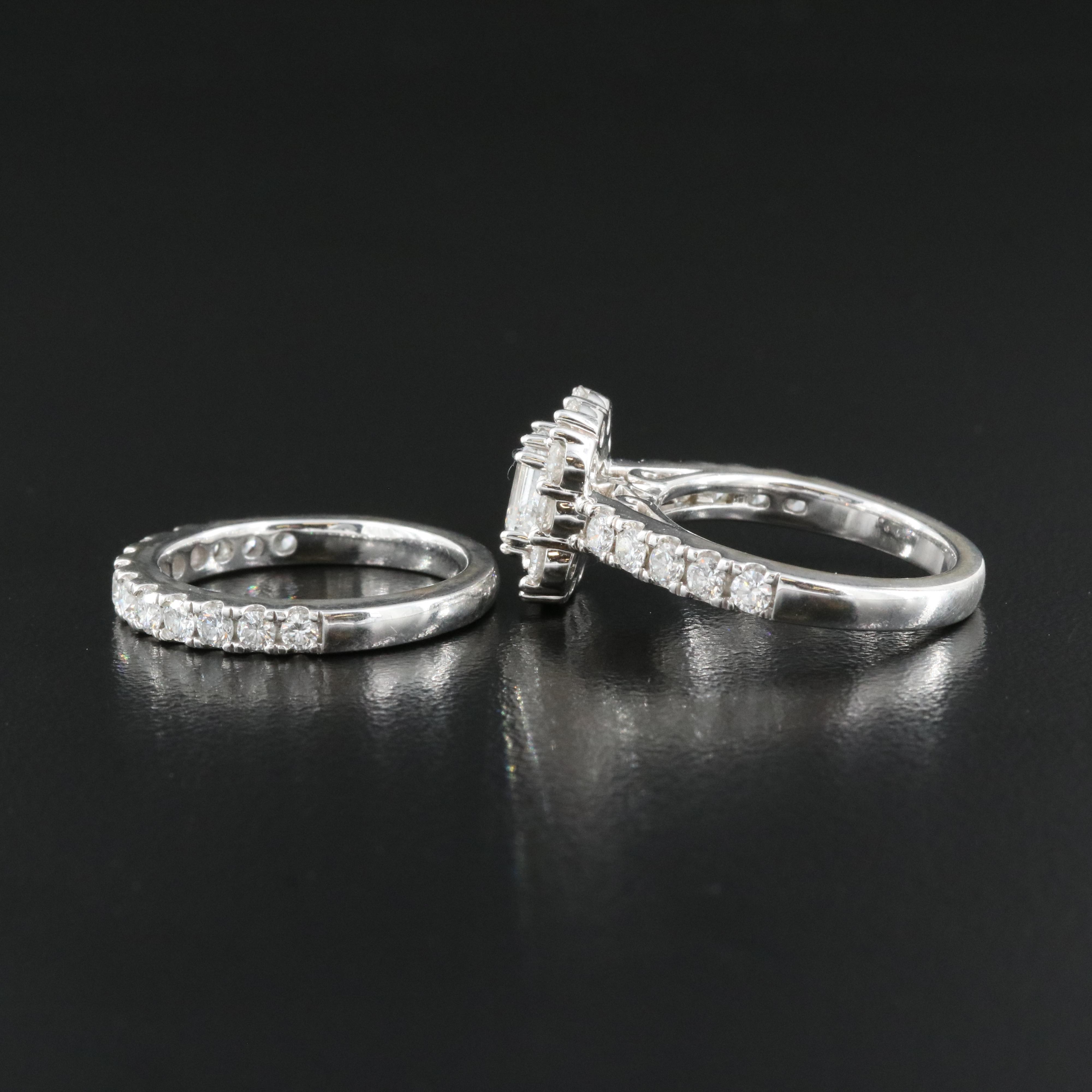 14K 2.93 CTW Lab Grown Diamond Ring and Band Set with IGI Online Report