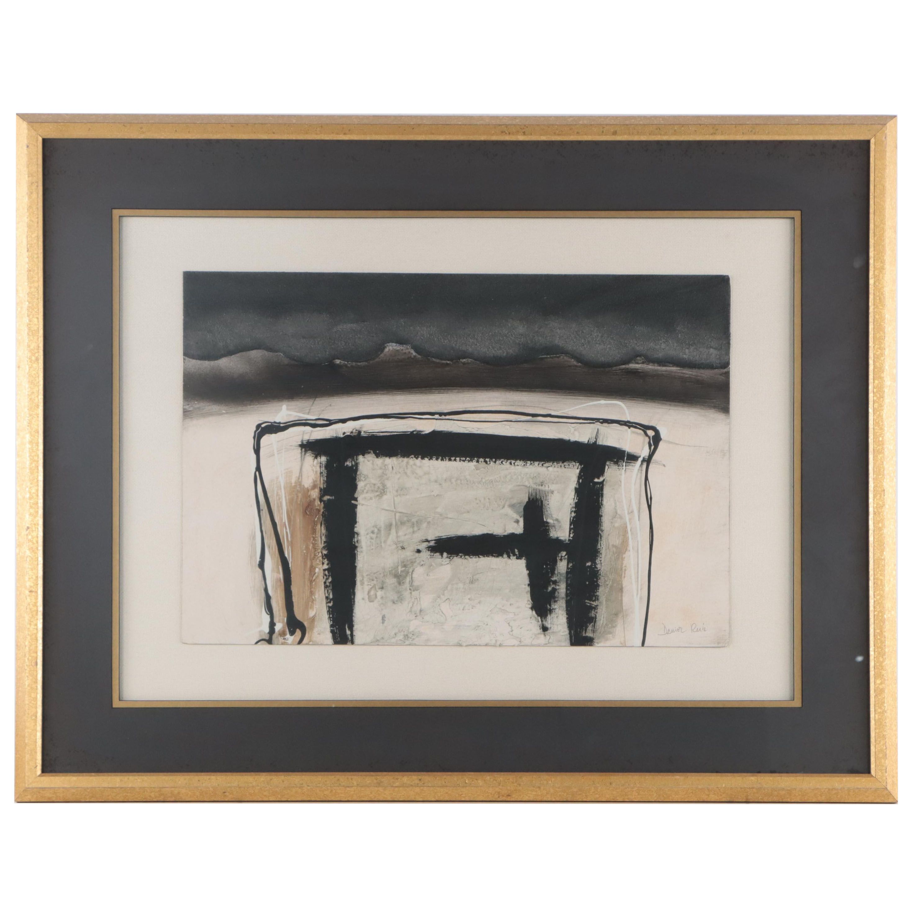 Daniel Ruiz Abstract Non-Objective Mixed Media Painting, Late 20th Century