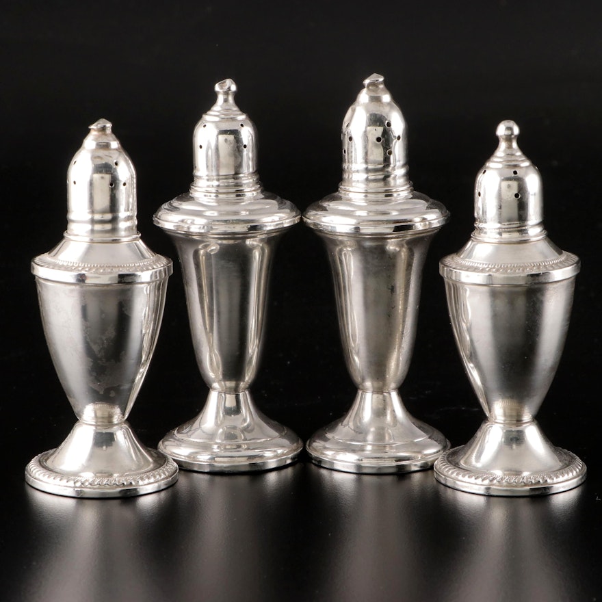 Duchin Creation and Empire Weighted Sterling Silver Shakers, Mid to Late 20th C.