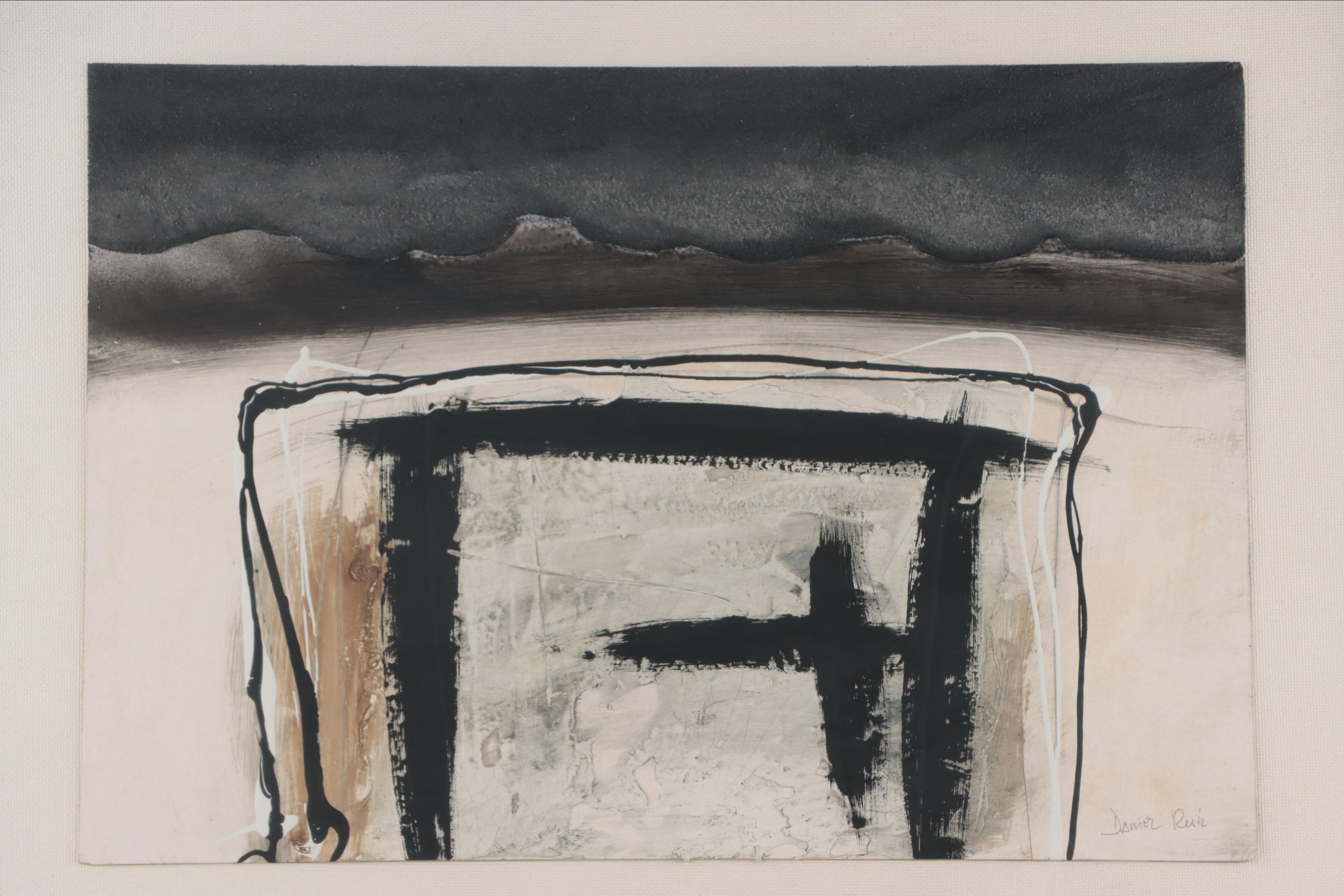 Daniel Ruiz Abstract Non-Objective Mixed Media Painting, Late 20th Century