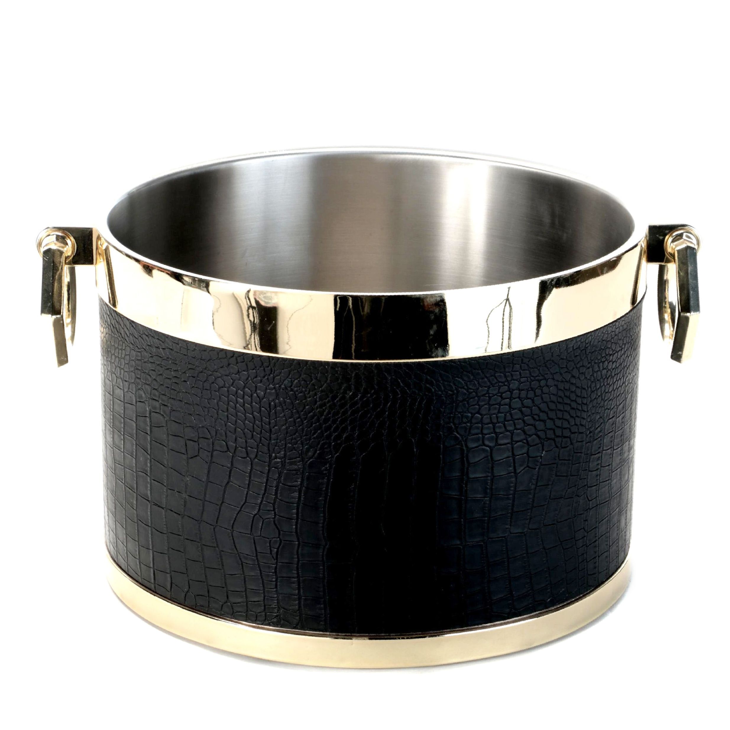 Frontgate Metal and Embossed Leather Beverage Tub