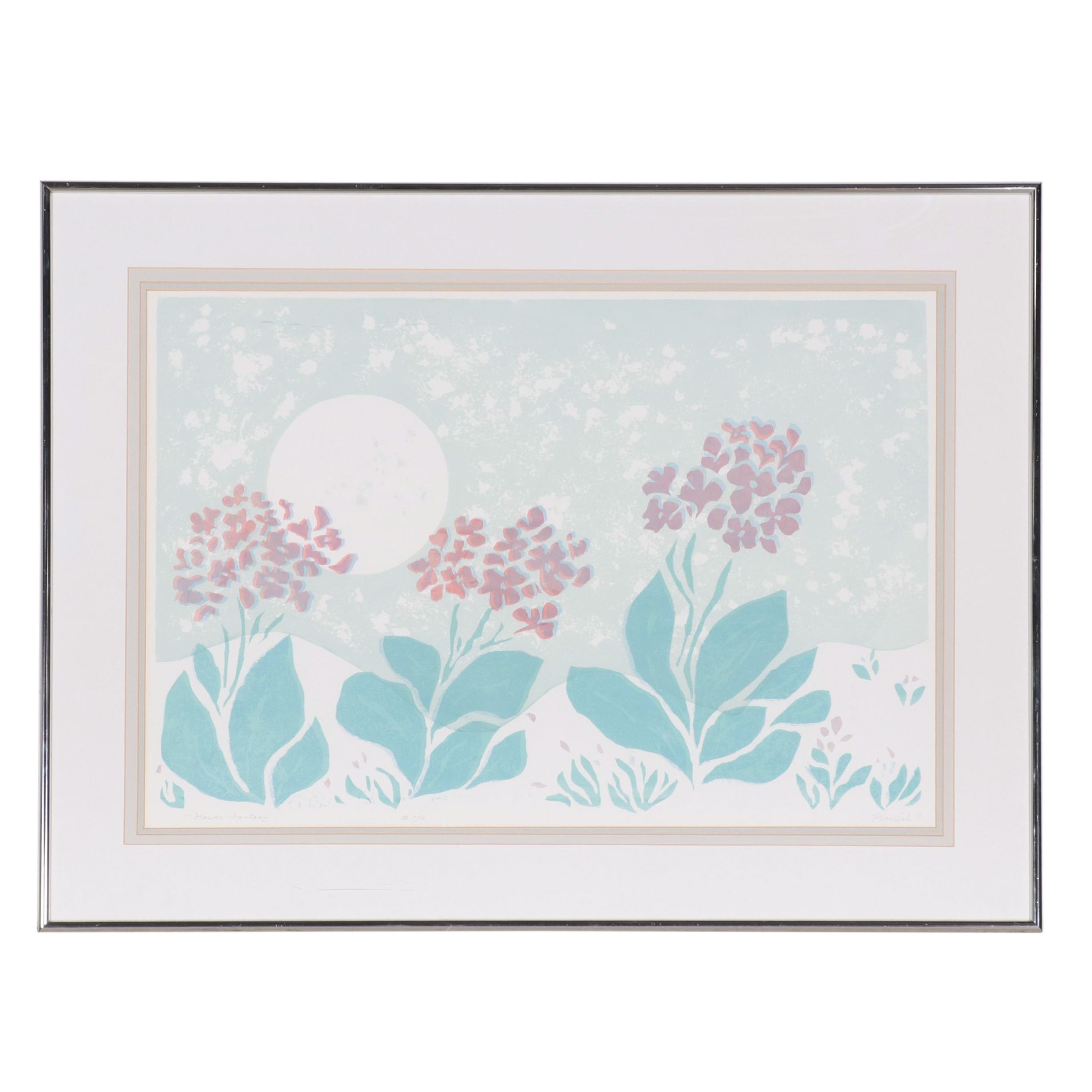 Grace Perreiah Serigraph "Flower Fantasy," Late 20th Century