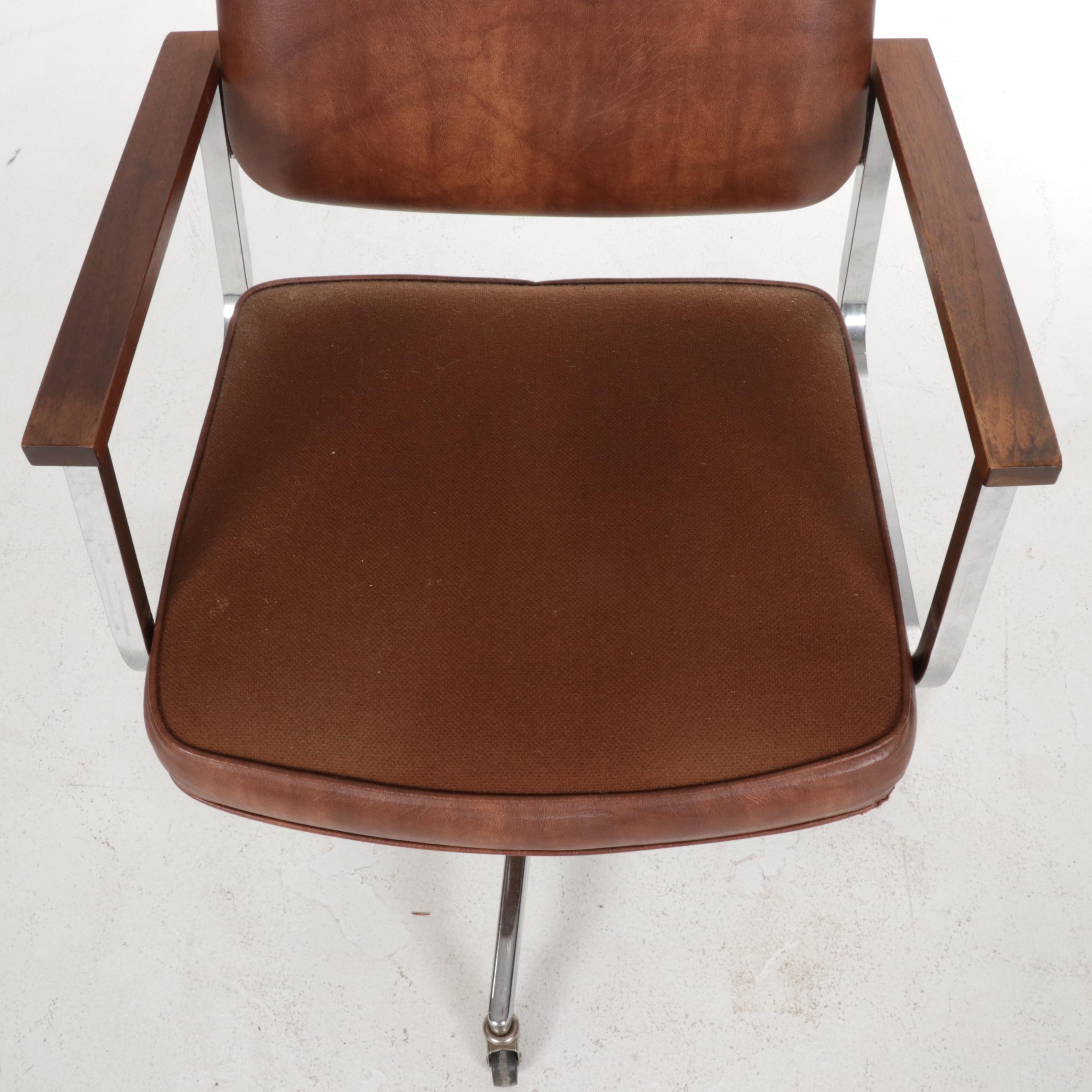 Hon Company Mid Century Modern Metal and Vinyl Upholstered Desk Chair