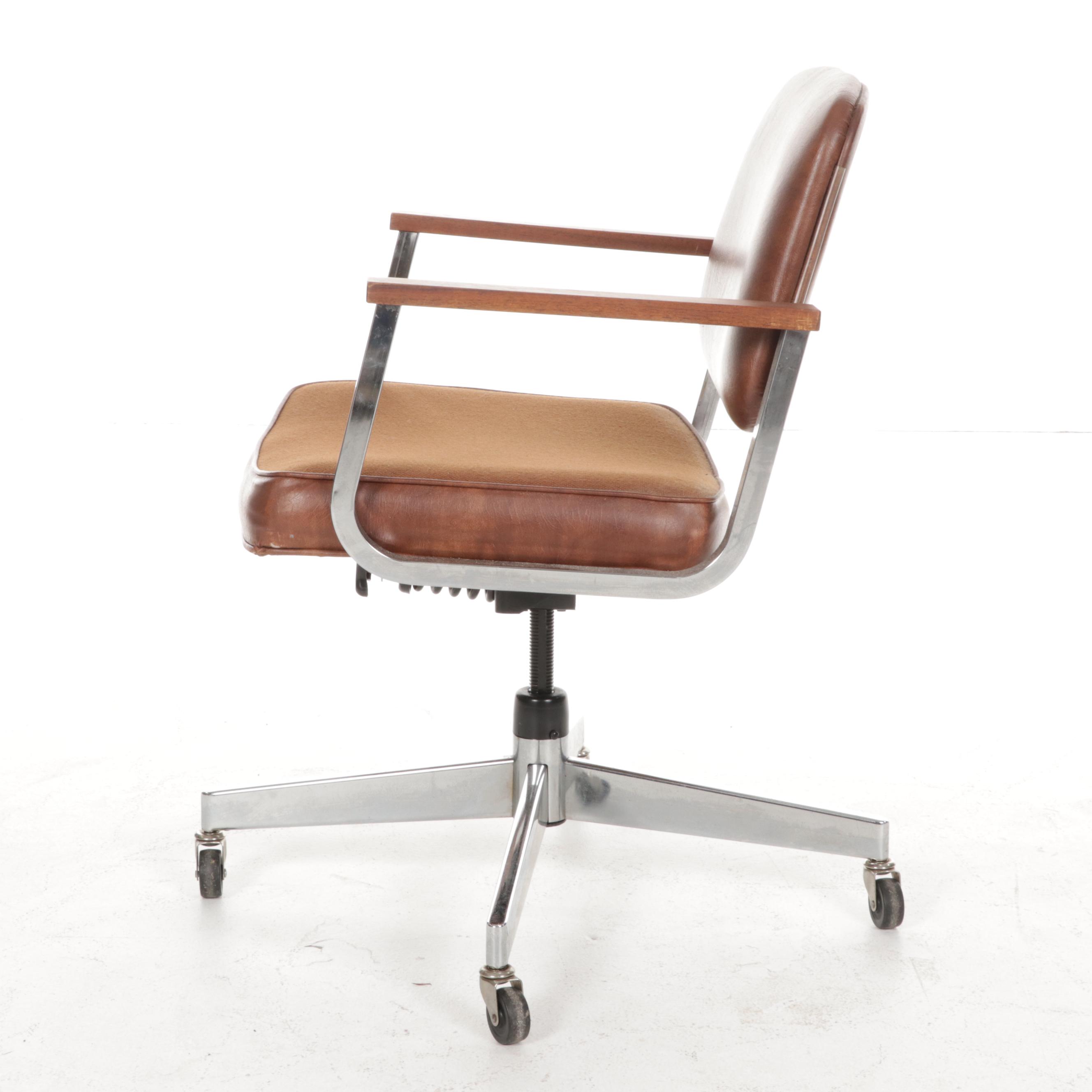 Hon Company Mid Century Modern Metal and Vinyl Upholstered Desk Chair