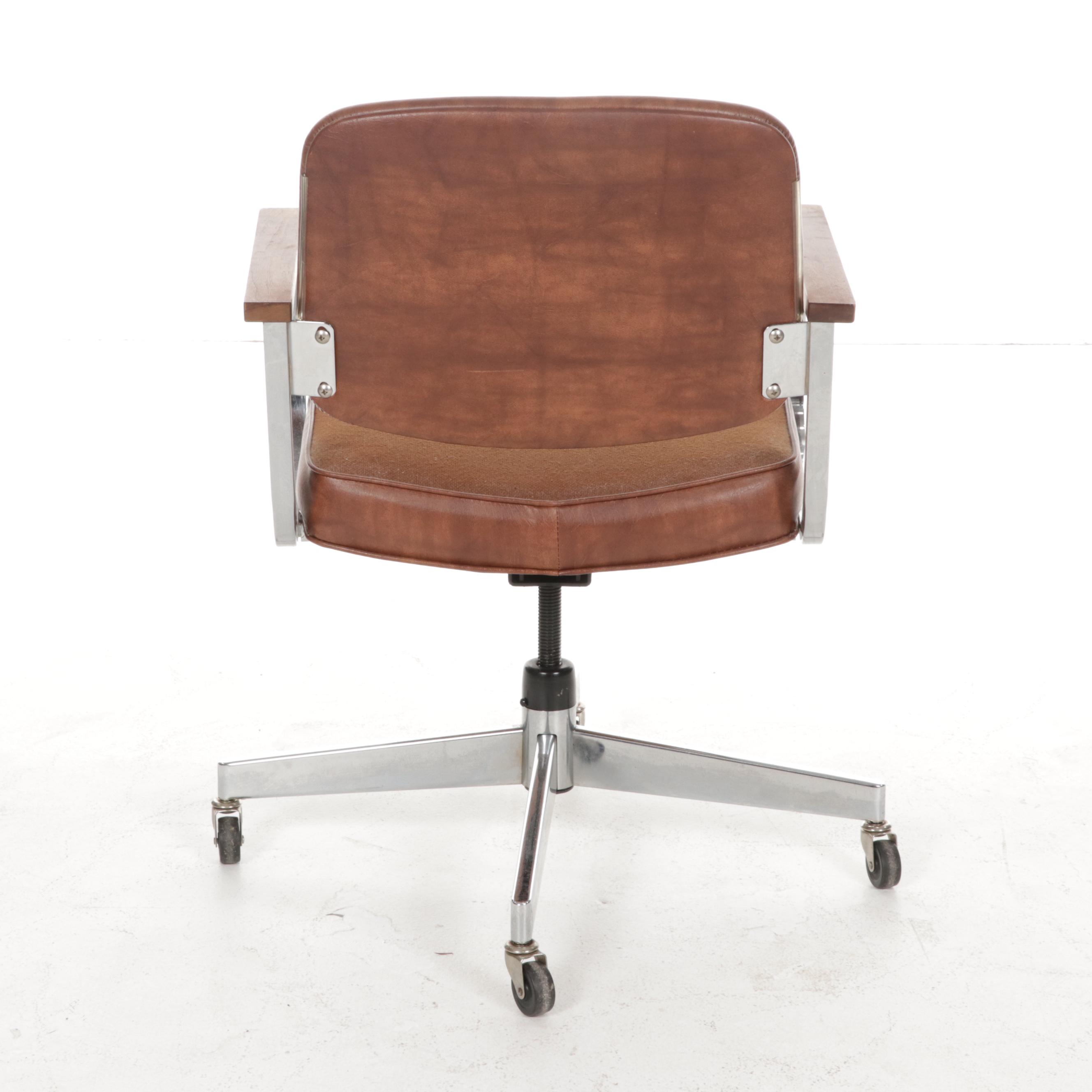 Hon Company Mid Century Modern Metal and Vinyl Upholstered Desk Chair