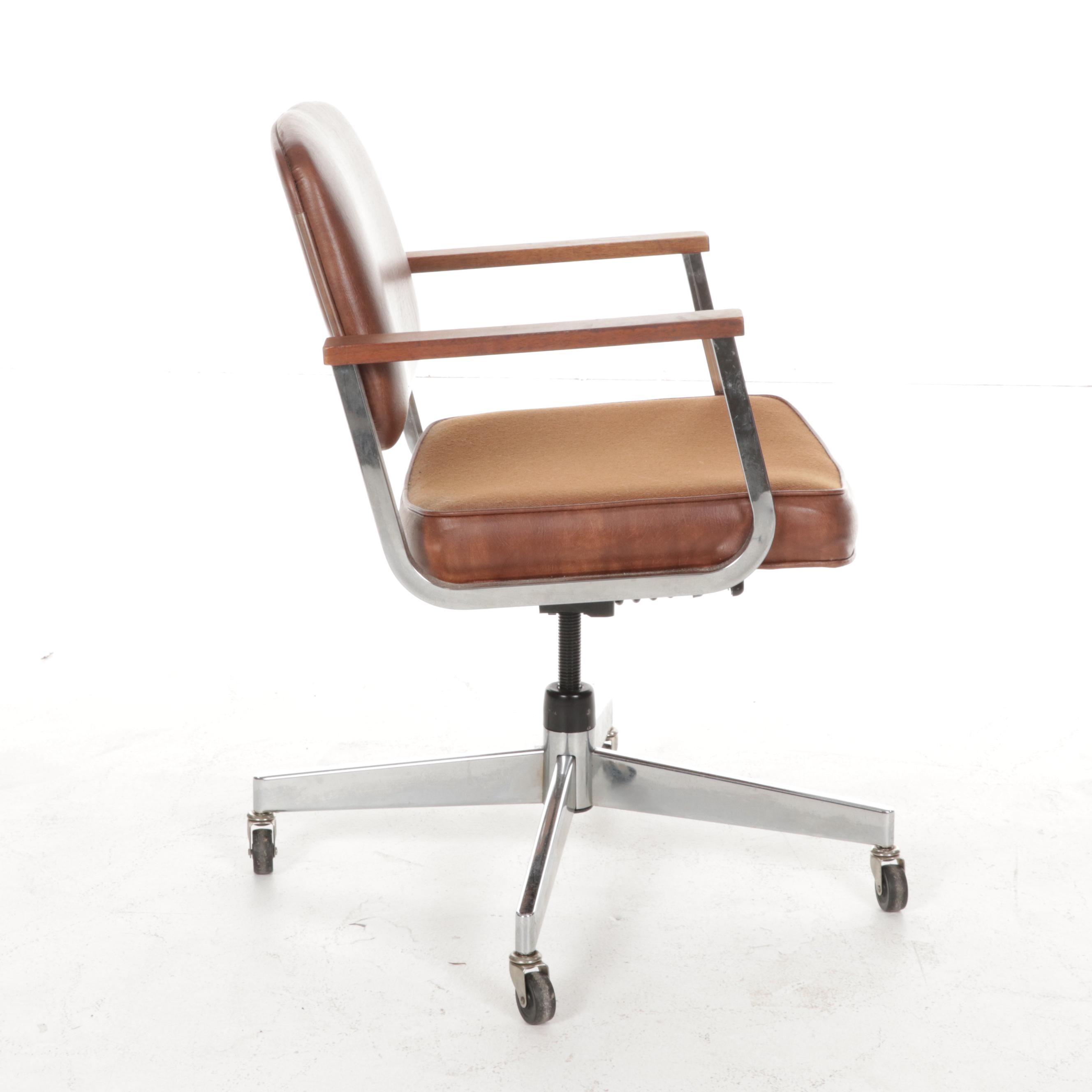 Hon Company Mid Century Modern Metal and Vinyl Upholstered Desk Chair