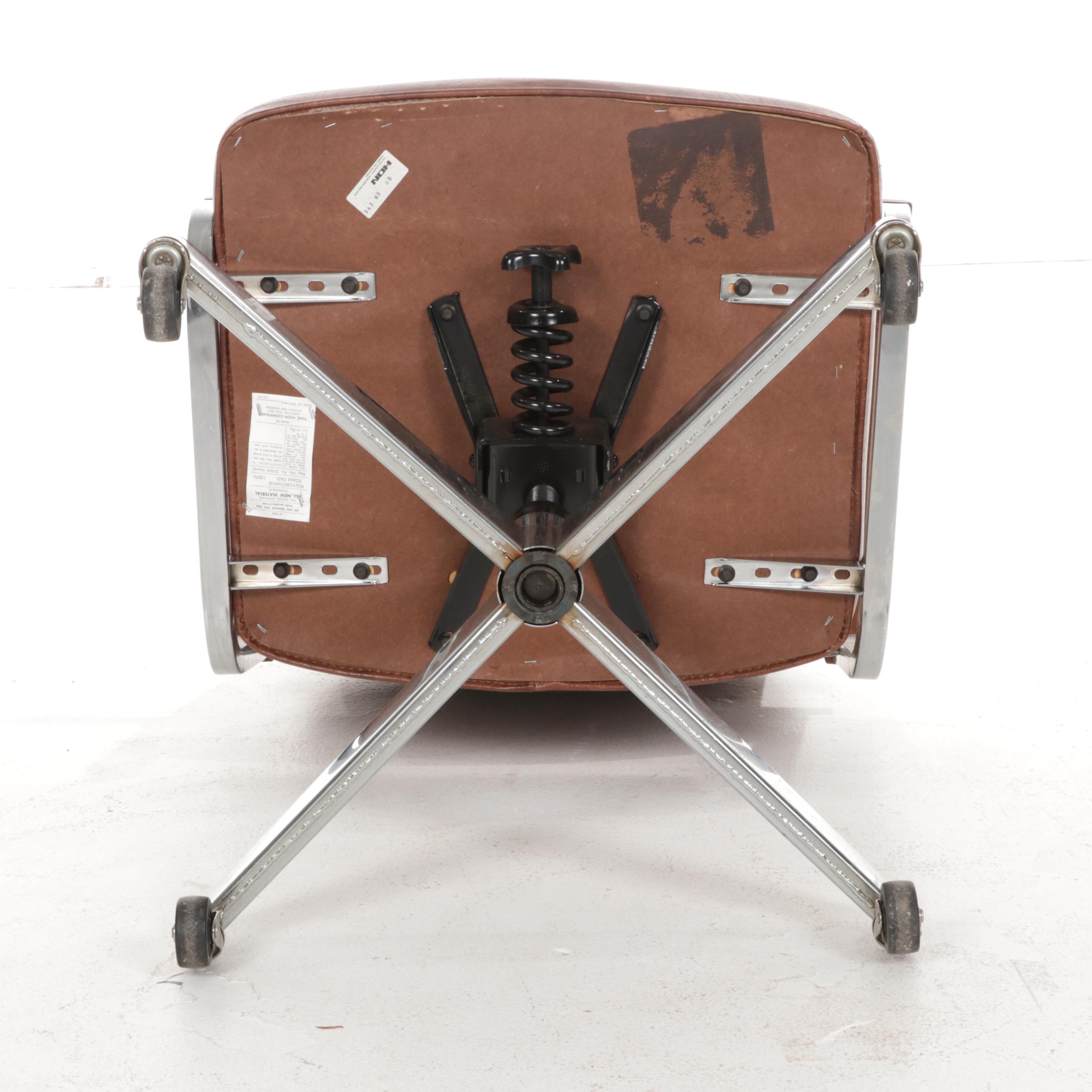 Hon Company Mid Century Modern Metal and Vinyl Upholstered Desk Chair