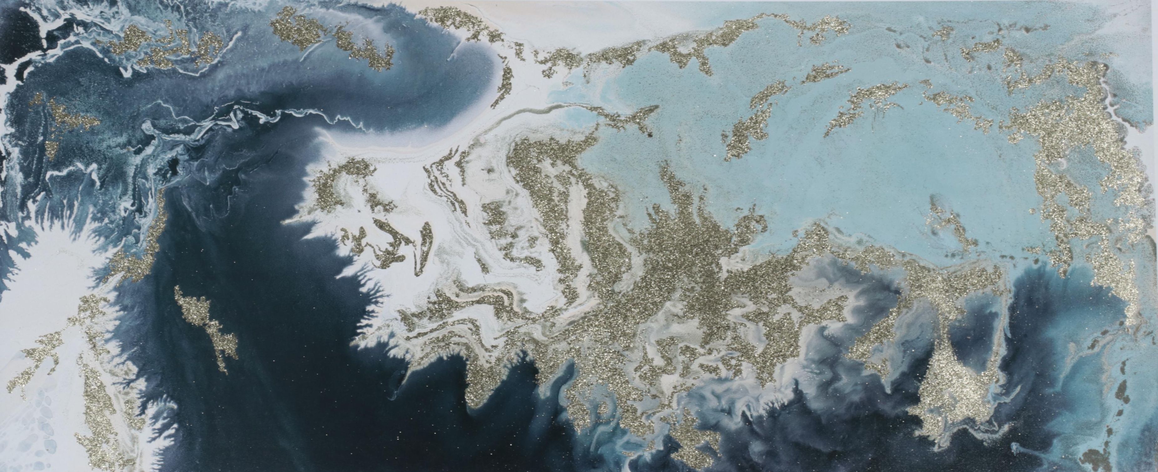 Embellished Offset Lithograph "Blue Lagoon 8," Late 20th Century