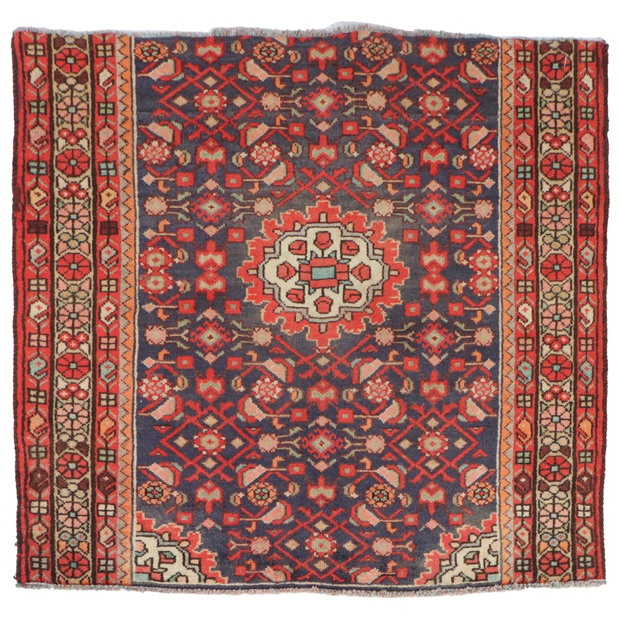 3'8 x 3'8 Hand-Knotted Persian Veramin Rug Remnant