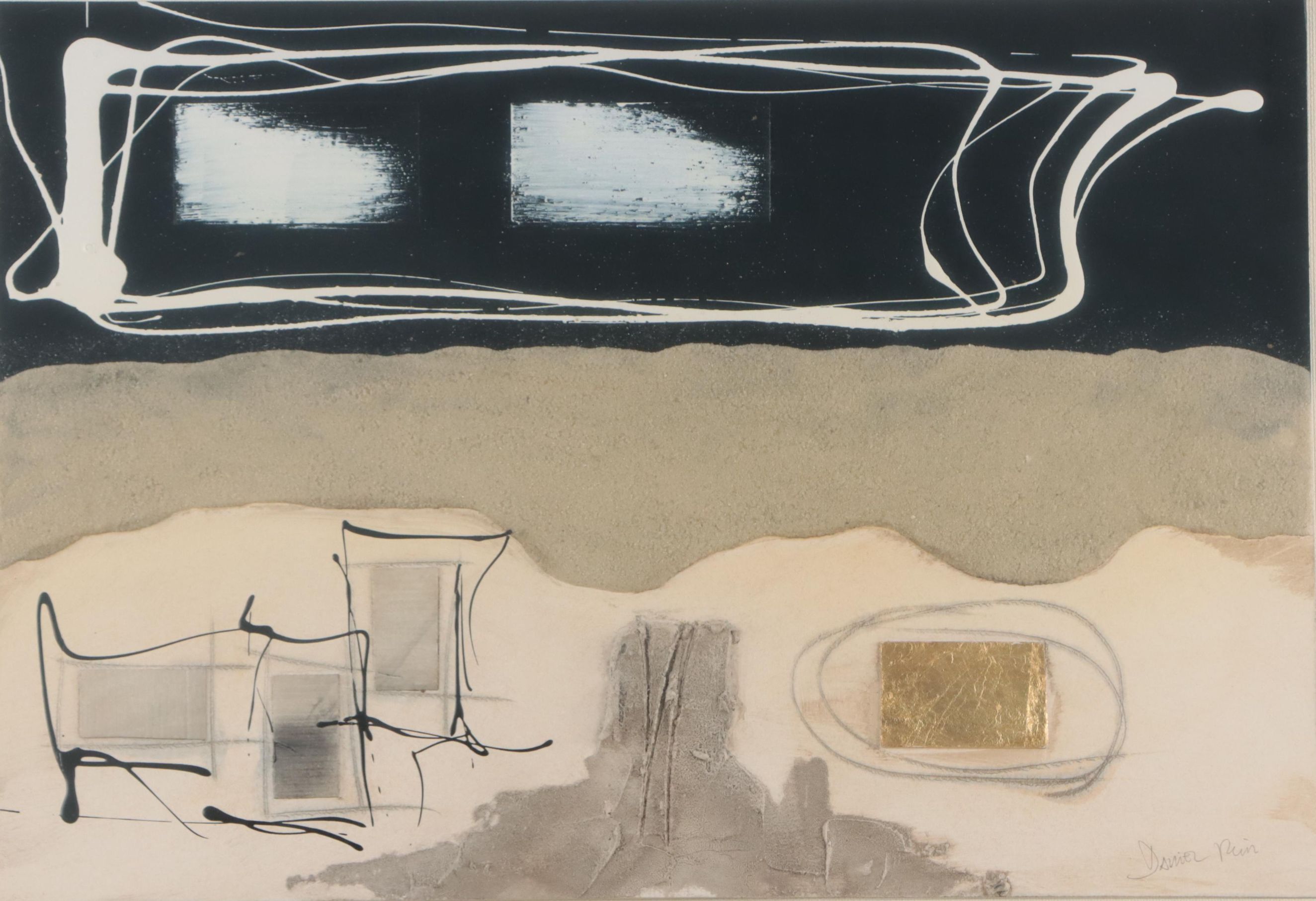 Daniel Ruiz Abstract Non-Objective Mixed Media Painting, Late 20th Century