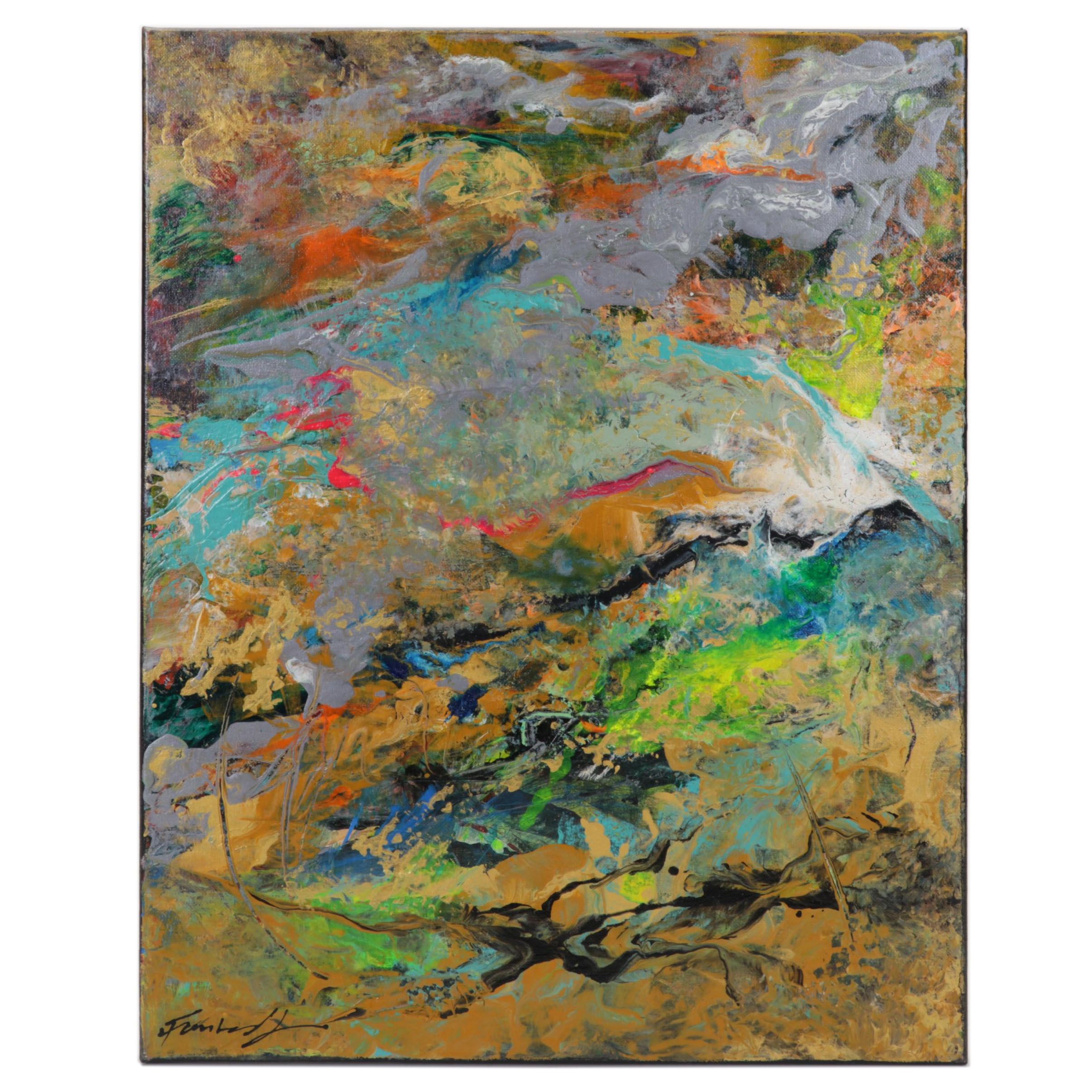 Farshad Lanjani Abstract Acrylic Painting, 21st Century