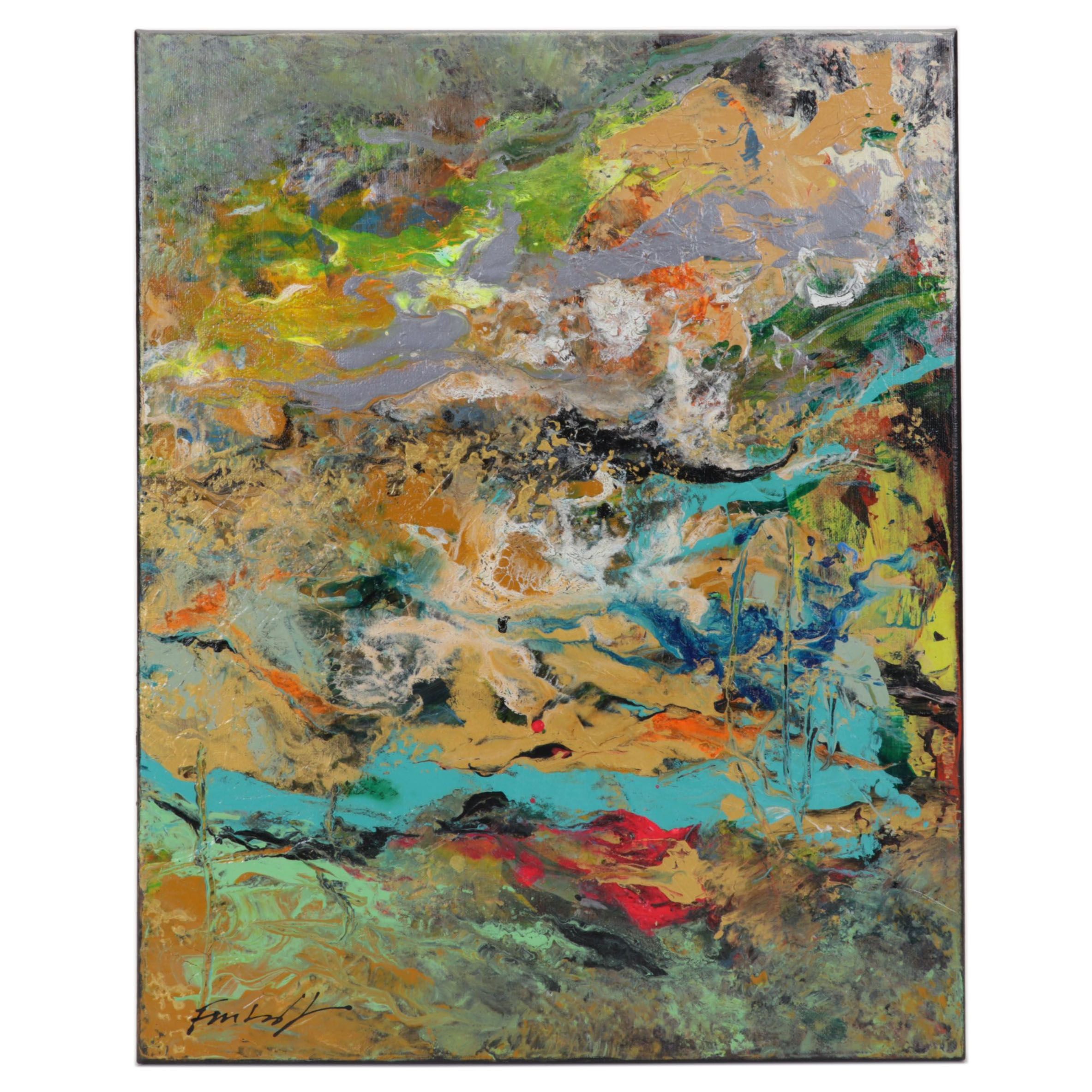 Farshad Lanjani Abstract Acrylic Painting, 21st Century