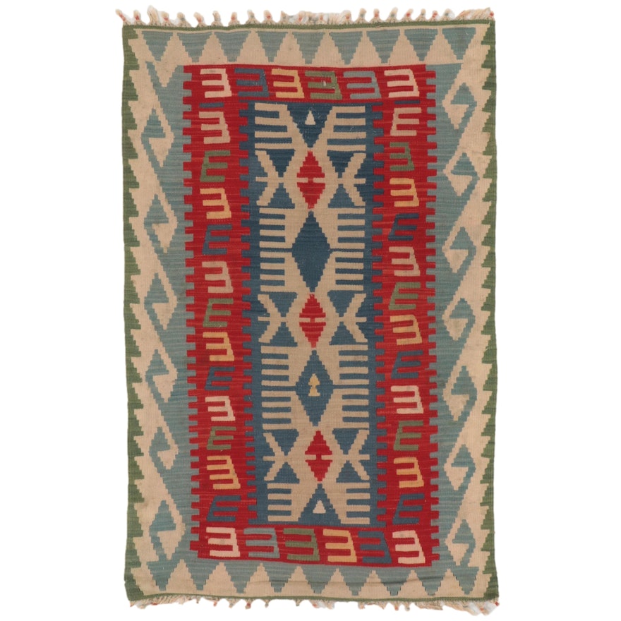 3'7 x 5'9 Handwoven Indian Kilim Area Rug