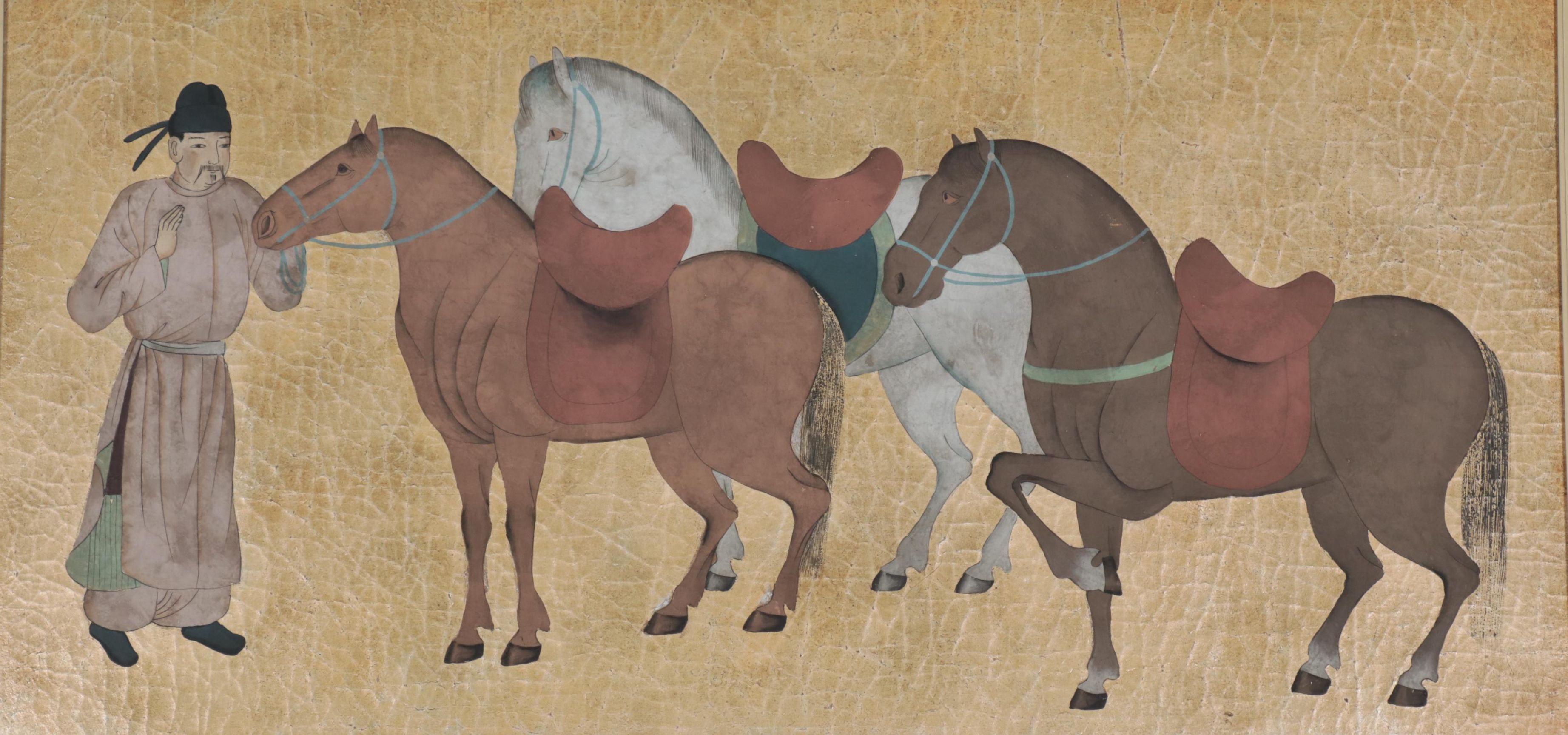Chinese Large Scale Gouache Painting of Horses
