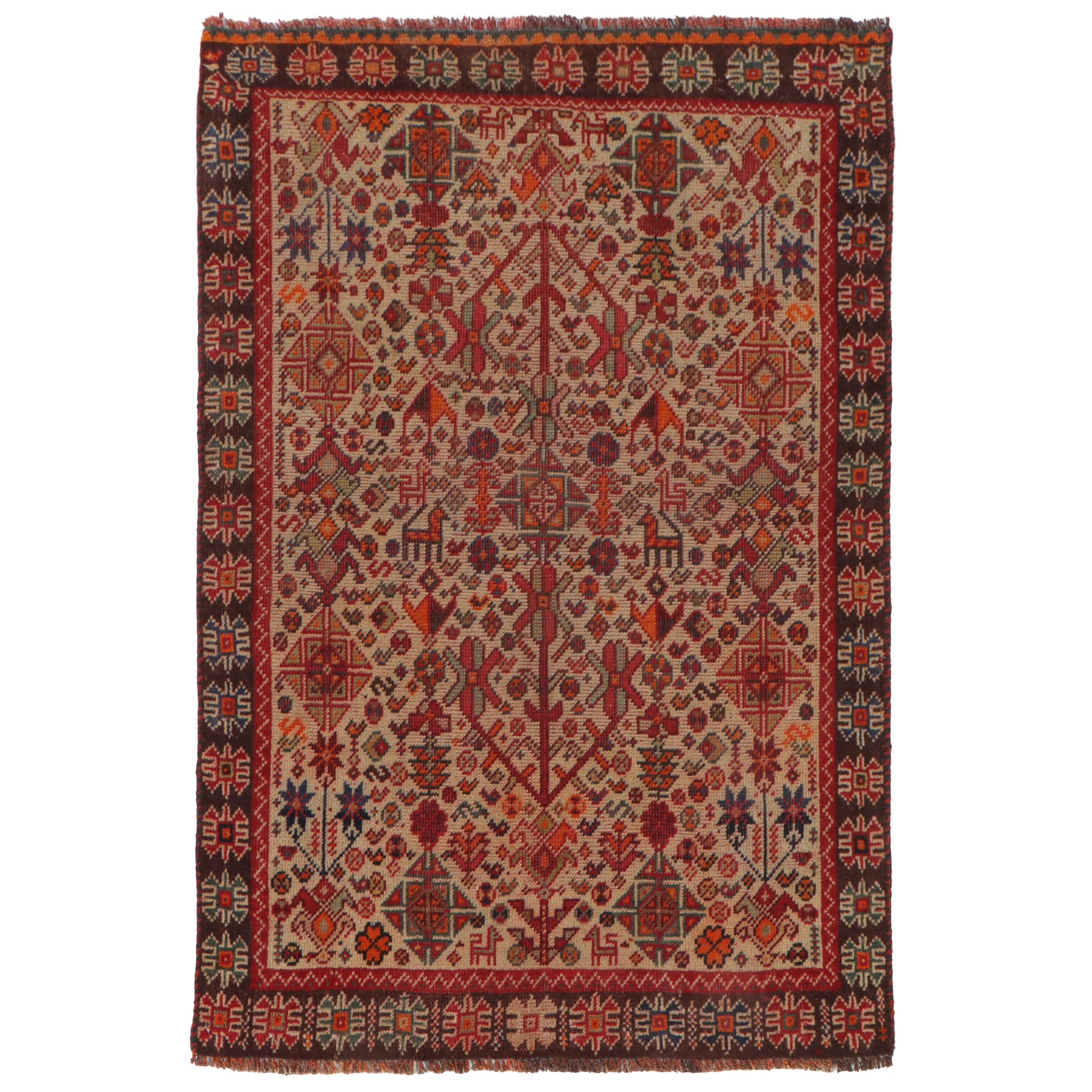 2'5 x 3'9 Hand-Knotted Persian Qashqai Accent Rug
