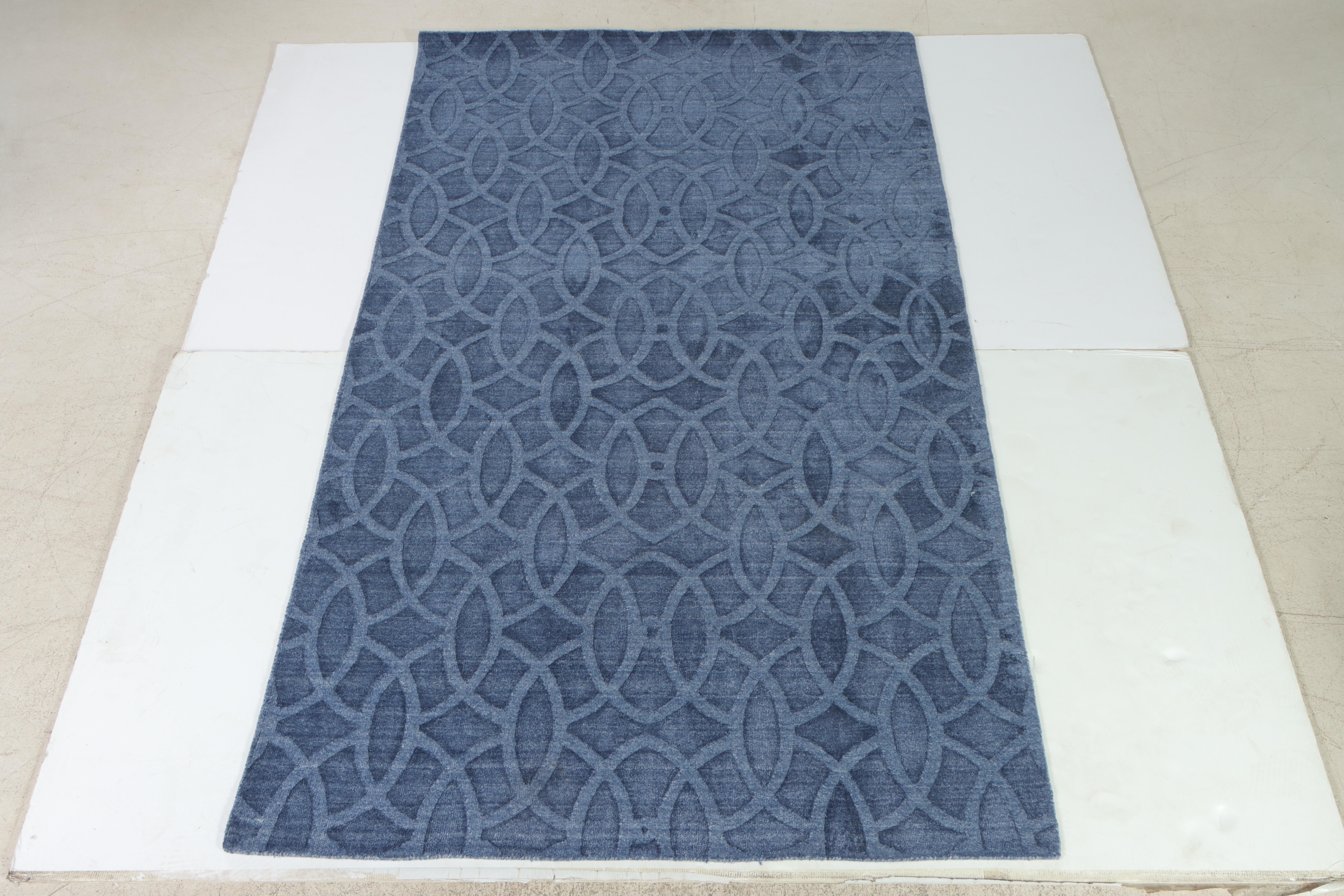 4'11 x 7'11 Hand-Knotted Contemporary Geometric Area Rug