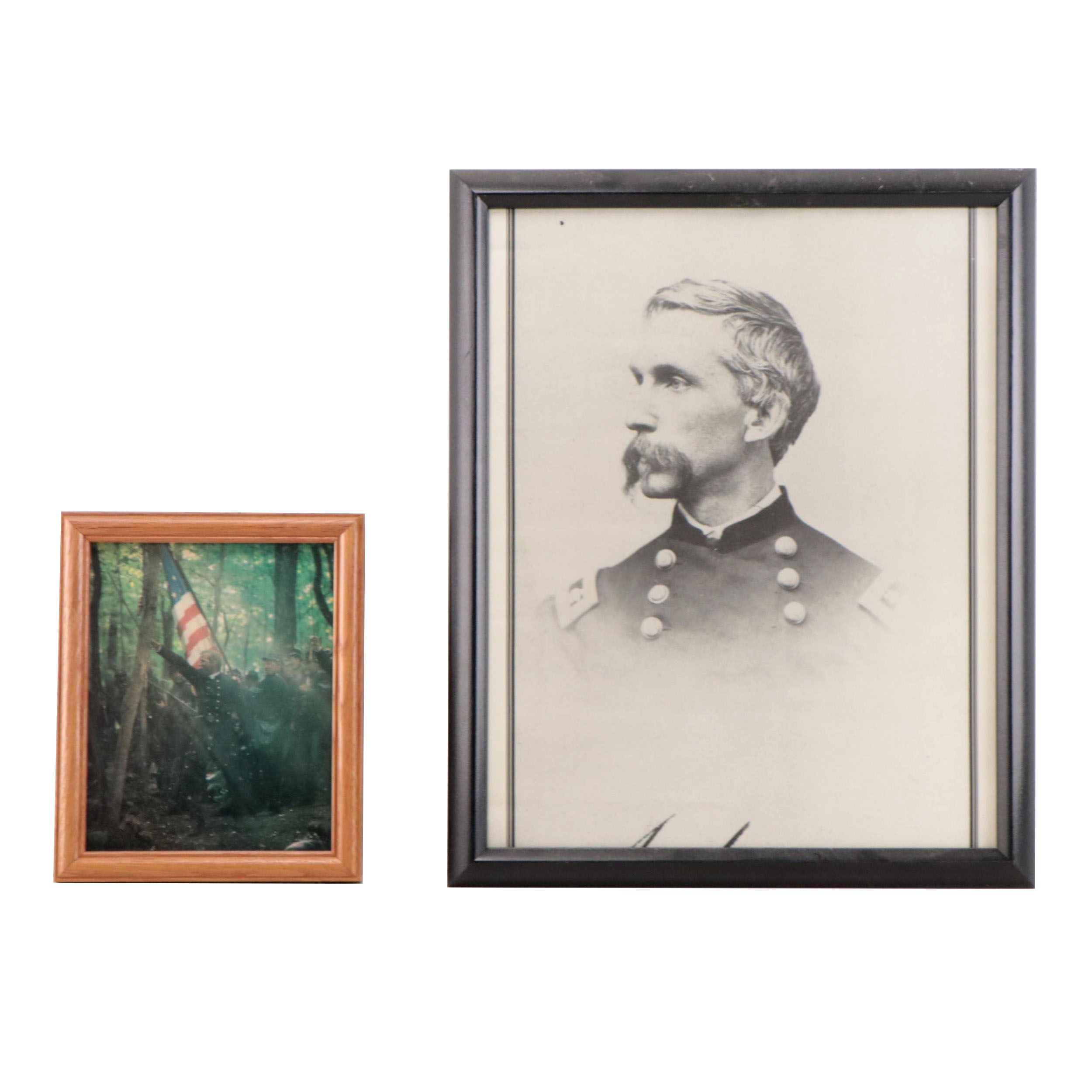 Civil War Themed Photomechanical Prints Including Portrait of Joshua Chamberlain
