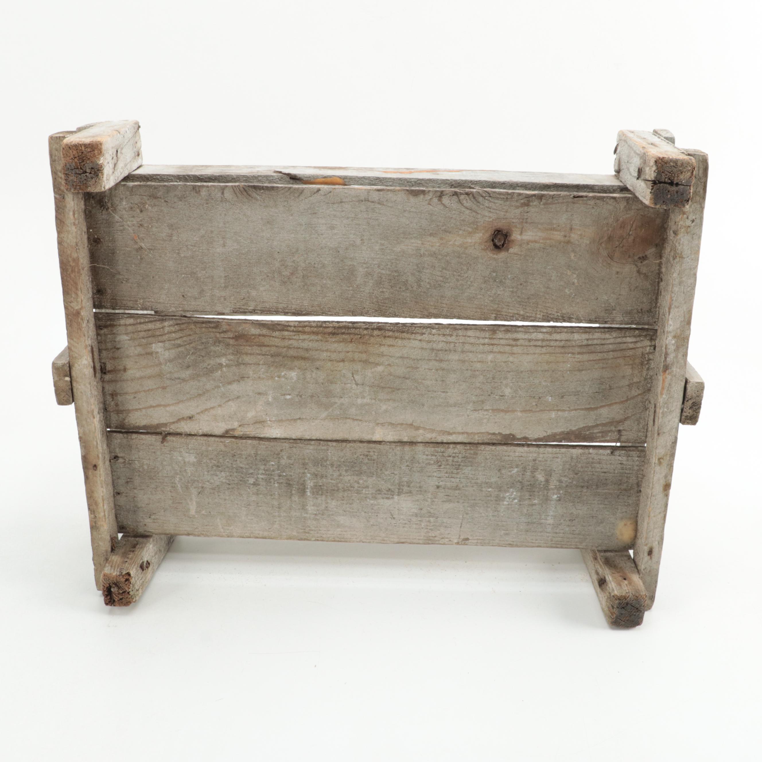 French Bros Bauer Co Milk Bottle with Painted Wooden Crate and Burlap Sacks