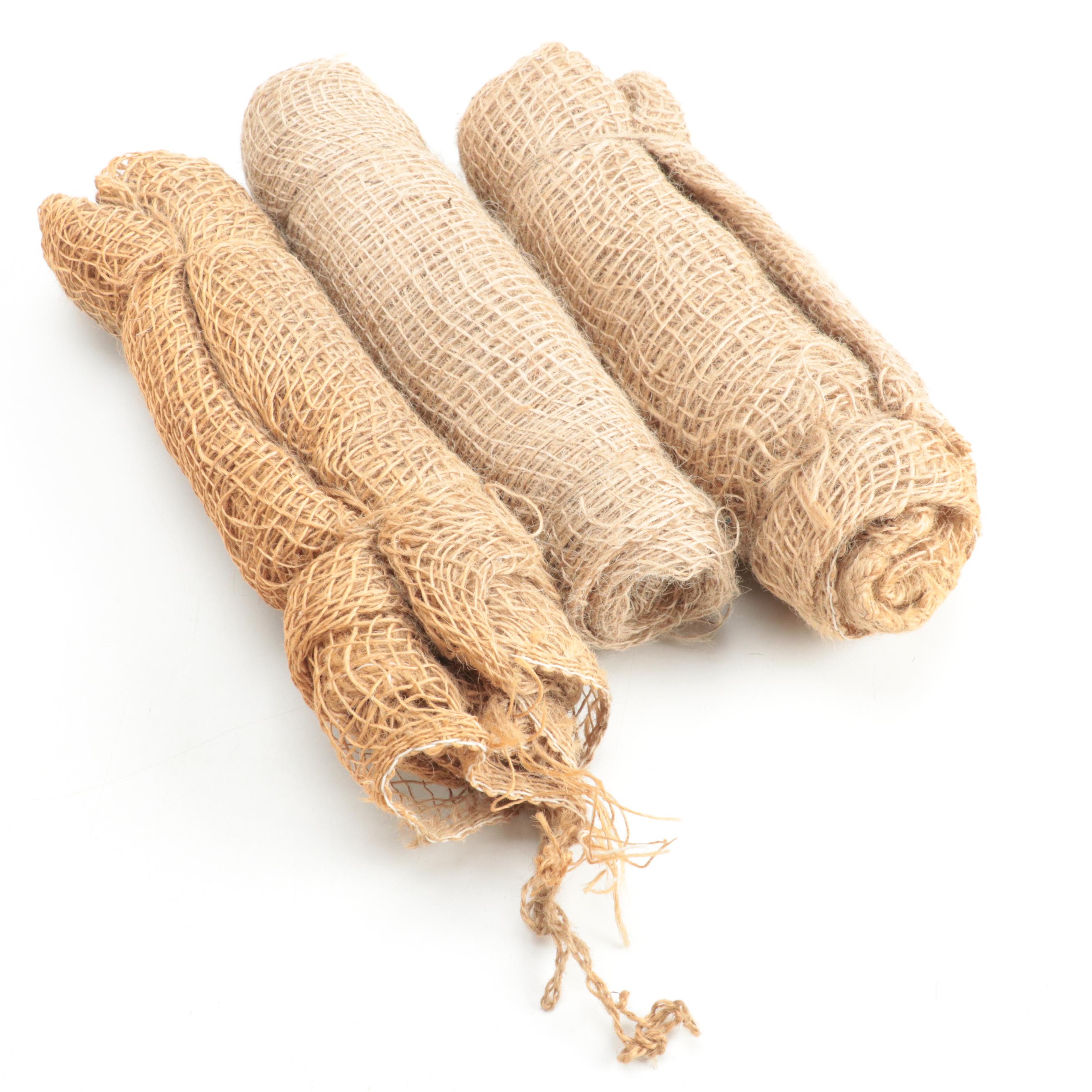 French Bros Bauer Co Milk Bottle with Painted Wooden Crate and Burlap Sacks