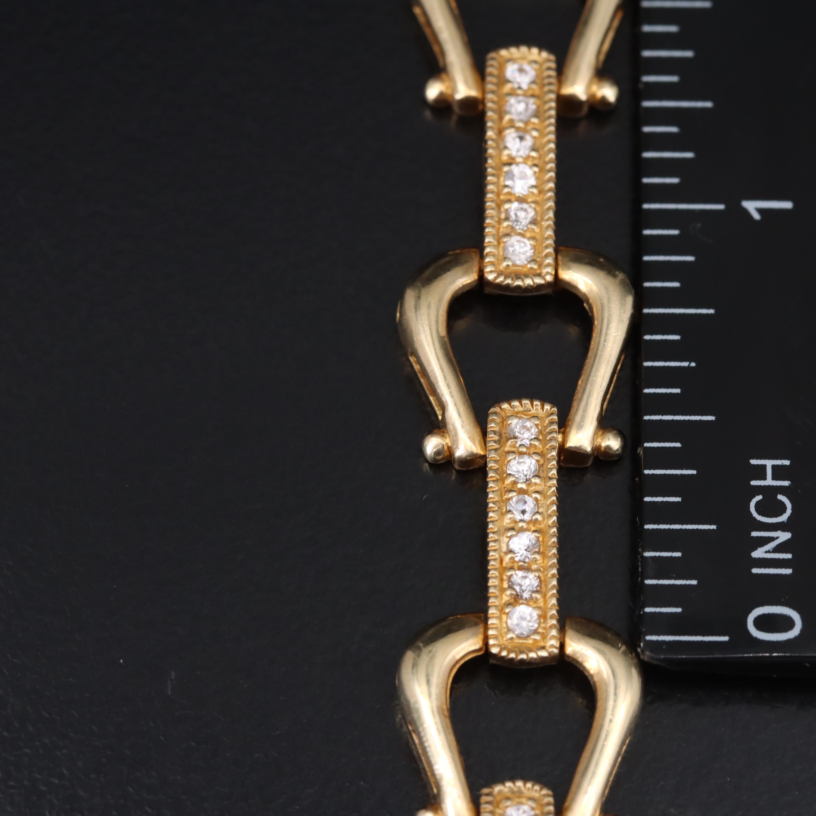 Sterling White Topaz Stirrup Link Bracelet