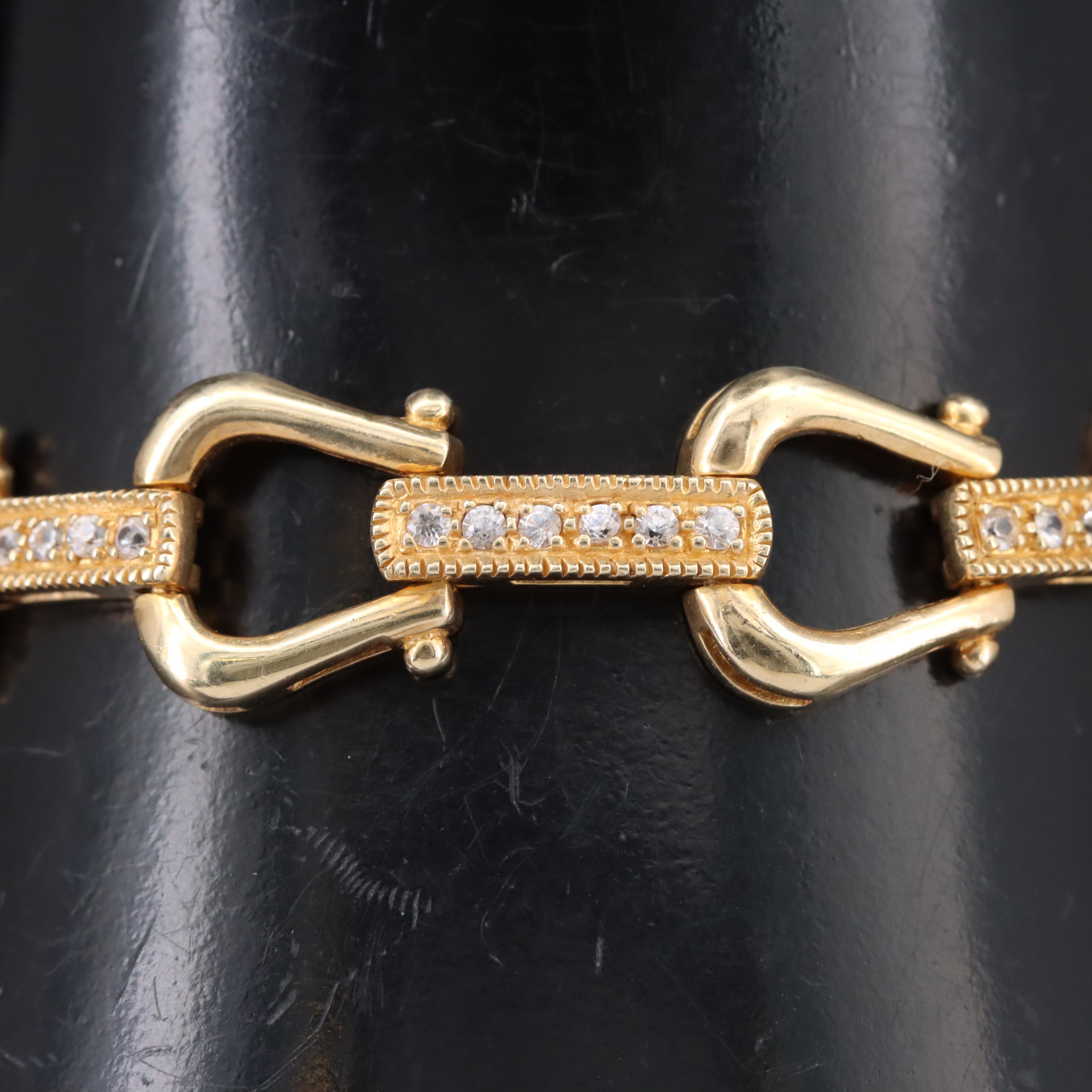 Sterling White Topaz Stirrup Link Bracelet