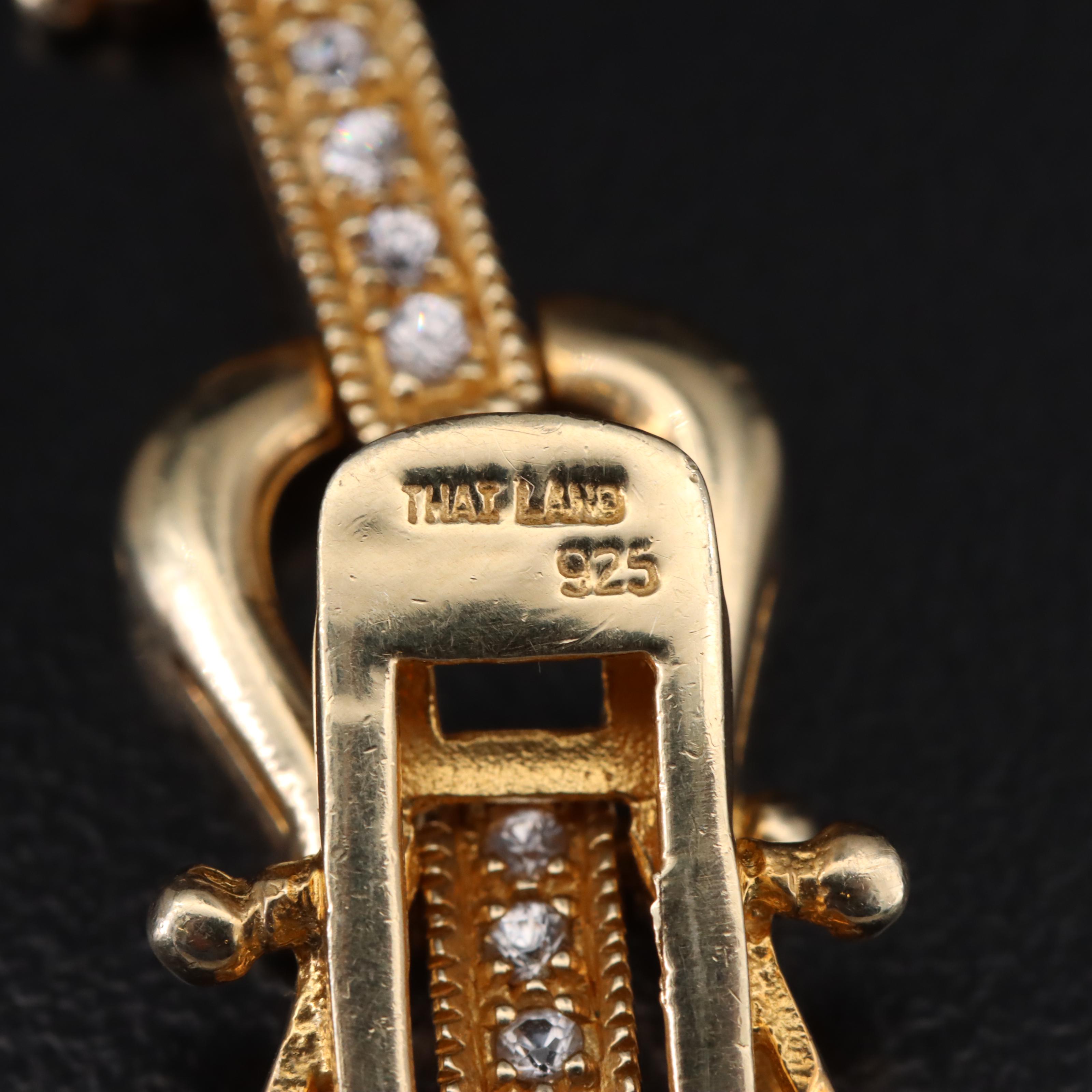 Sterling White Topaz Stirrup Link Bracelet