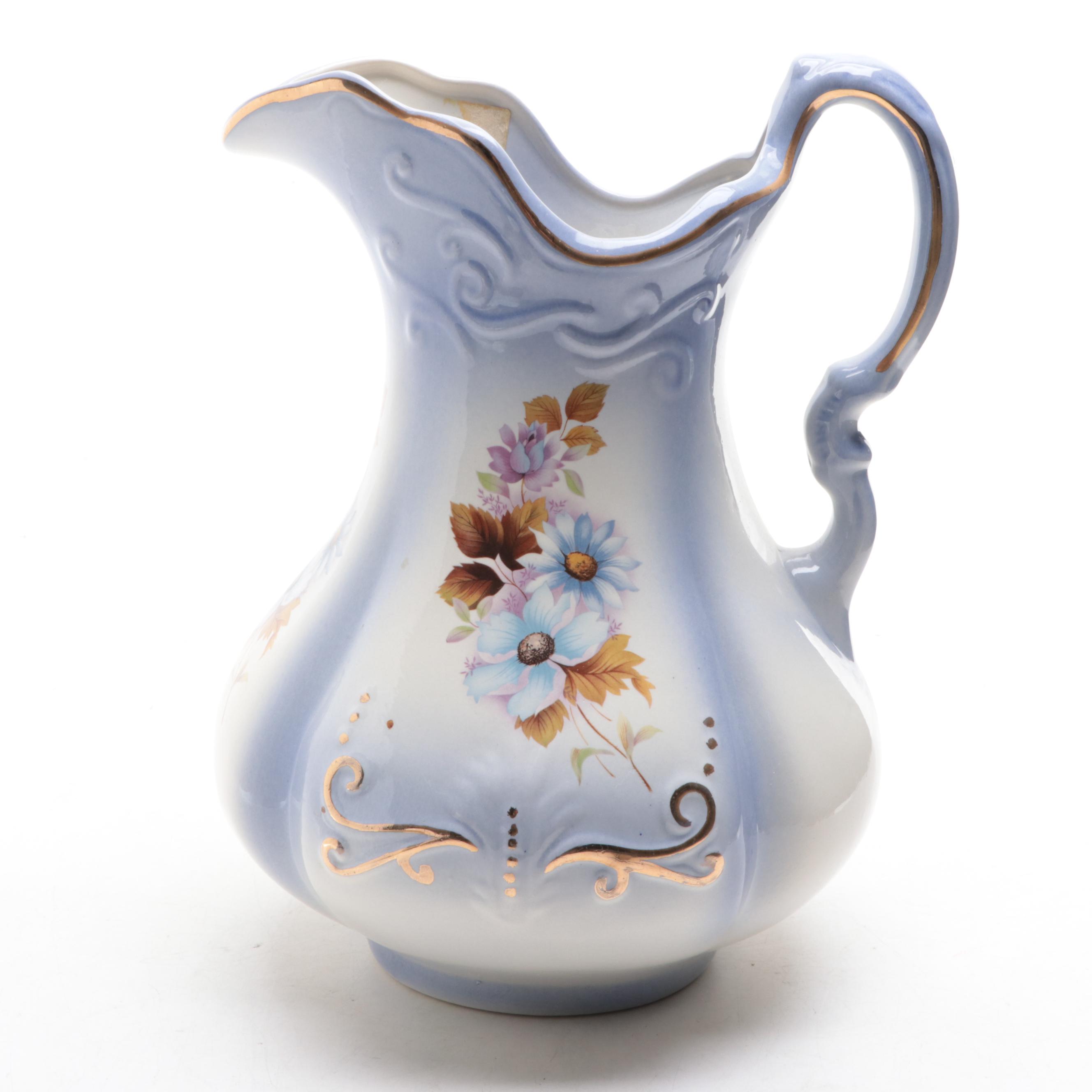 Victorian Style Ceramic Ewer and Basin