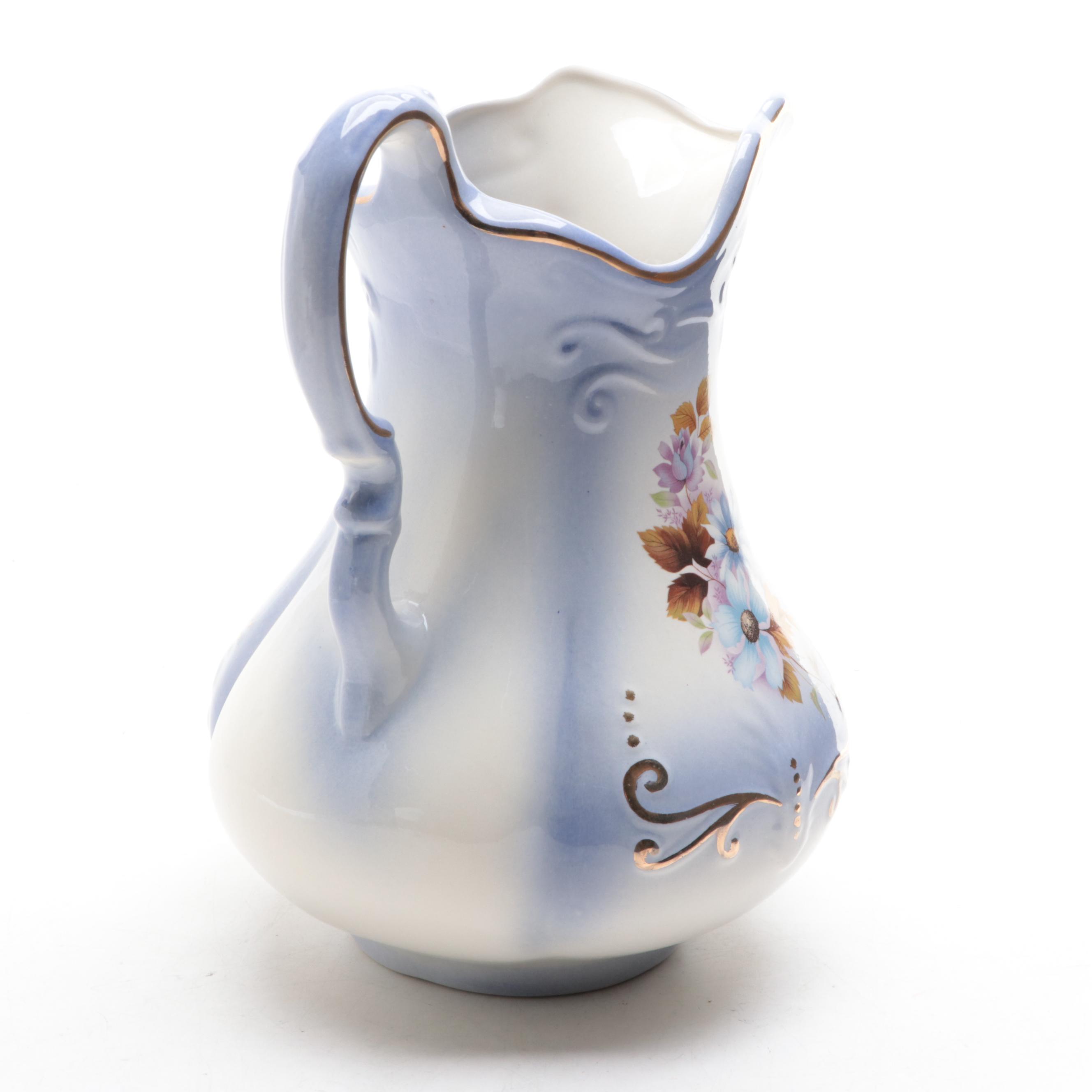 Victorian Style Ceramic Ewer and Basin