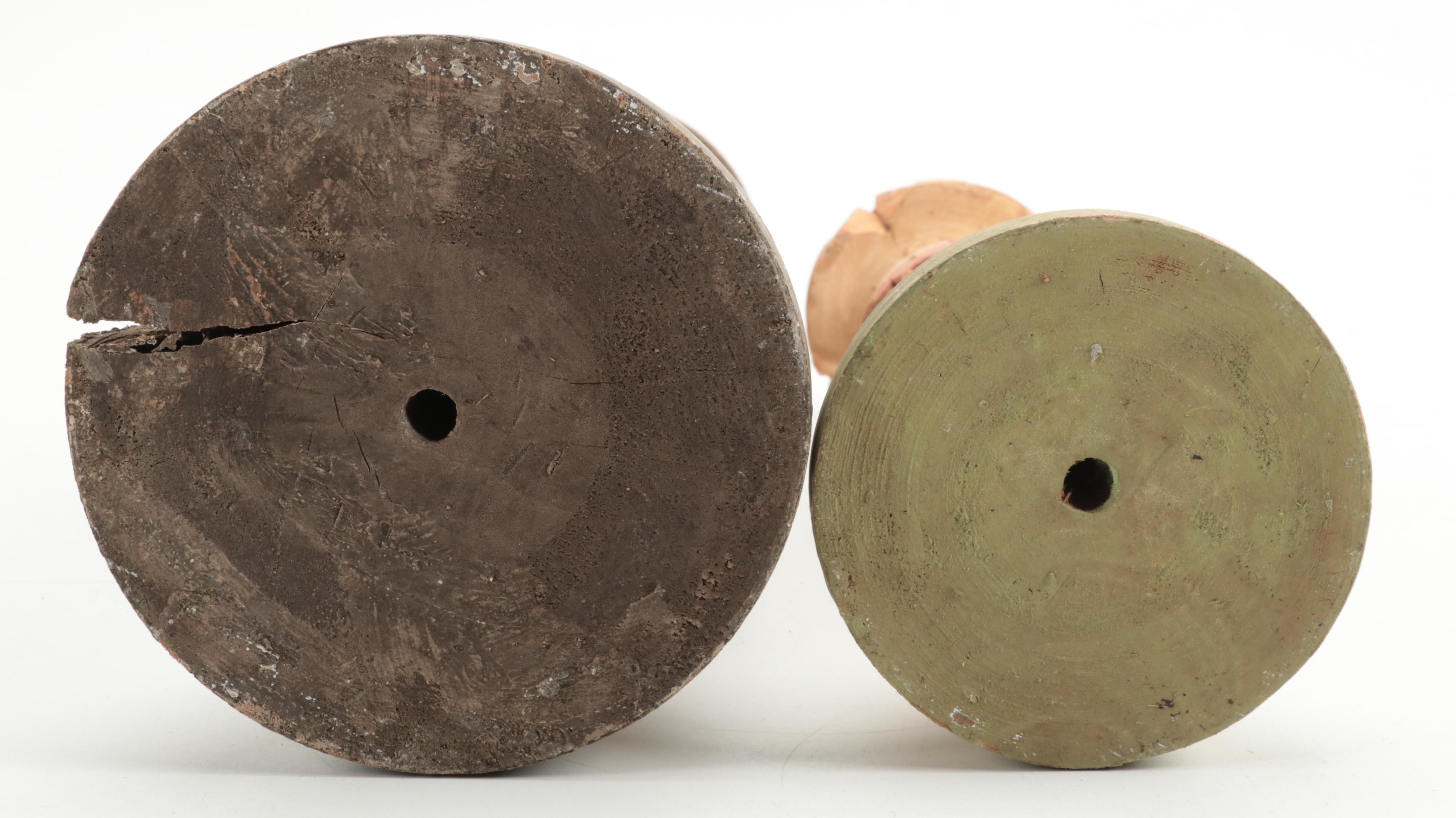 Neoclassical Style Paint-Decorated Carved Wood Candlesticks, Late 20th Century