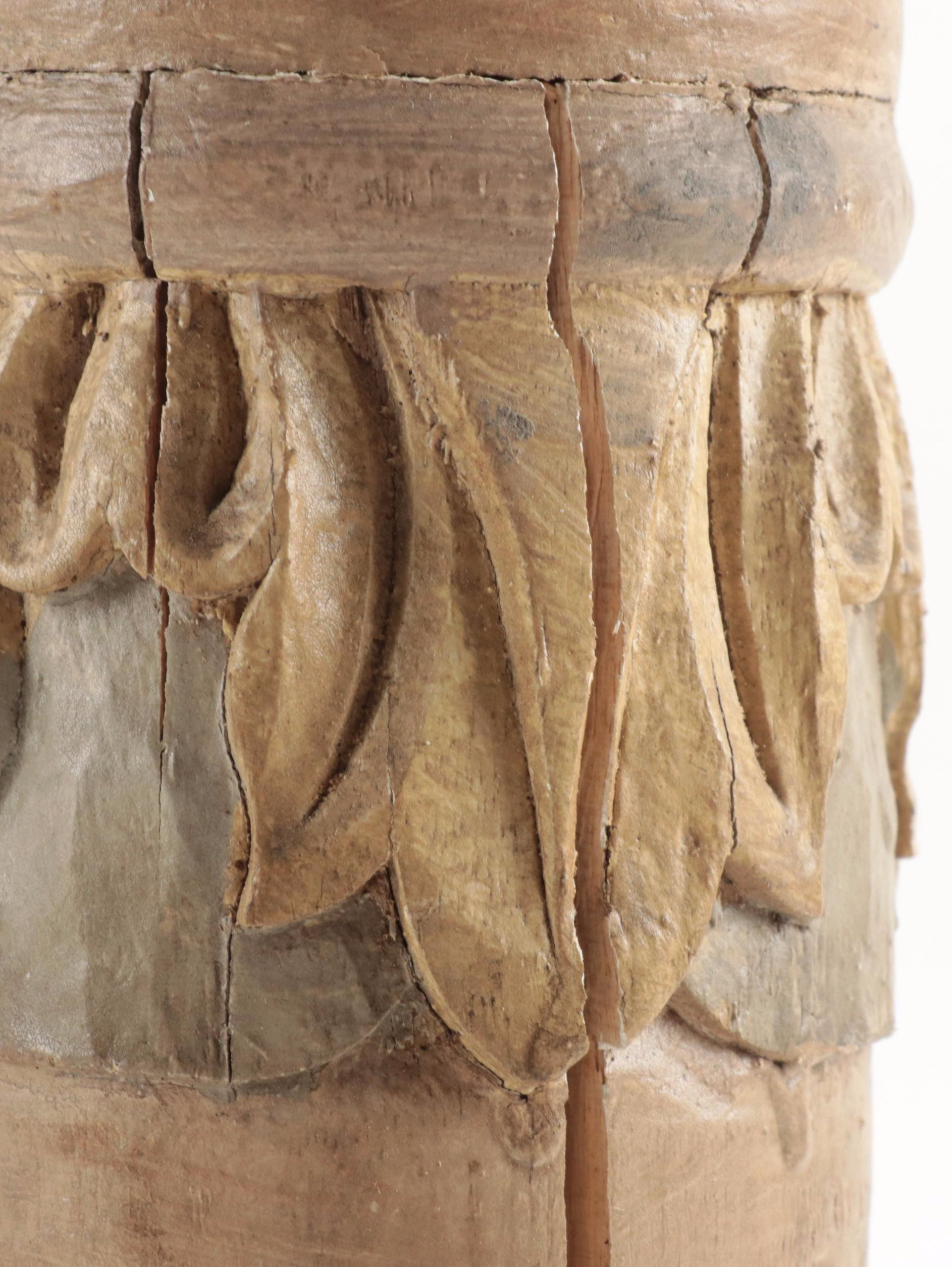 Neoclassical Style Paint-Decorated Carved Wood Candlesticks, Late 20th Century