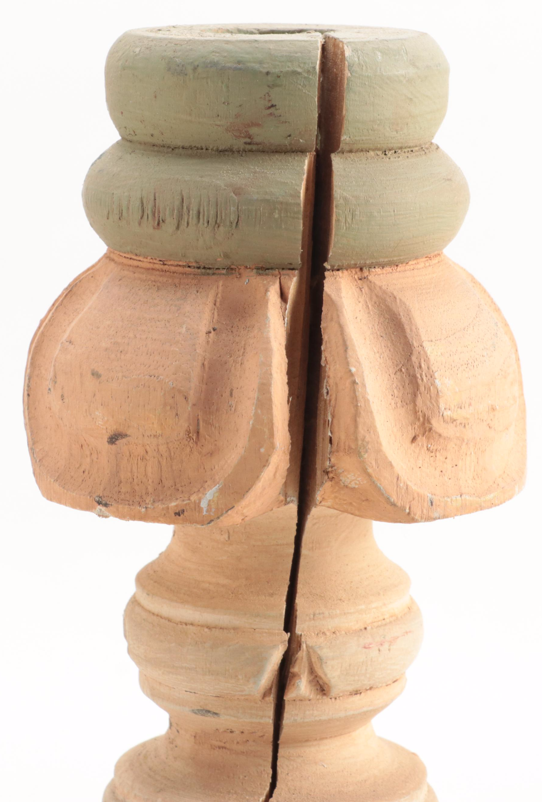 Neoclassical Style Paint-Decorated Carved Wood Candlesticks, Late 20th Century