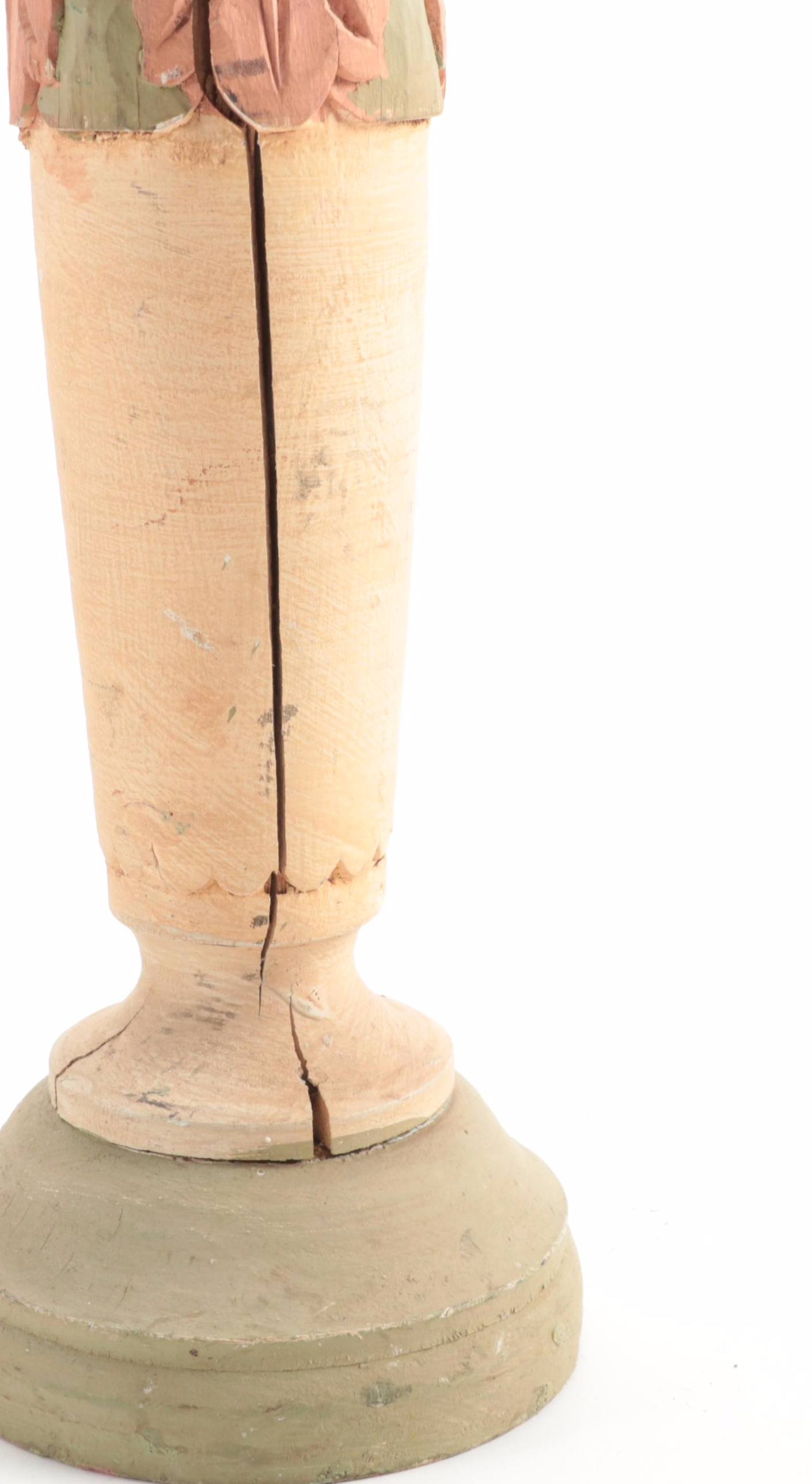 Neoclassical Style Paint-Decorated Carved Wood Candlesticks, Late 20th Century