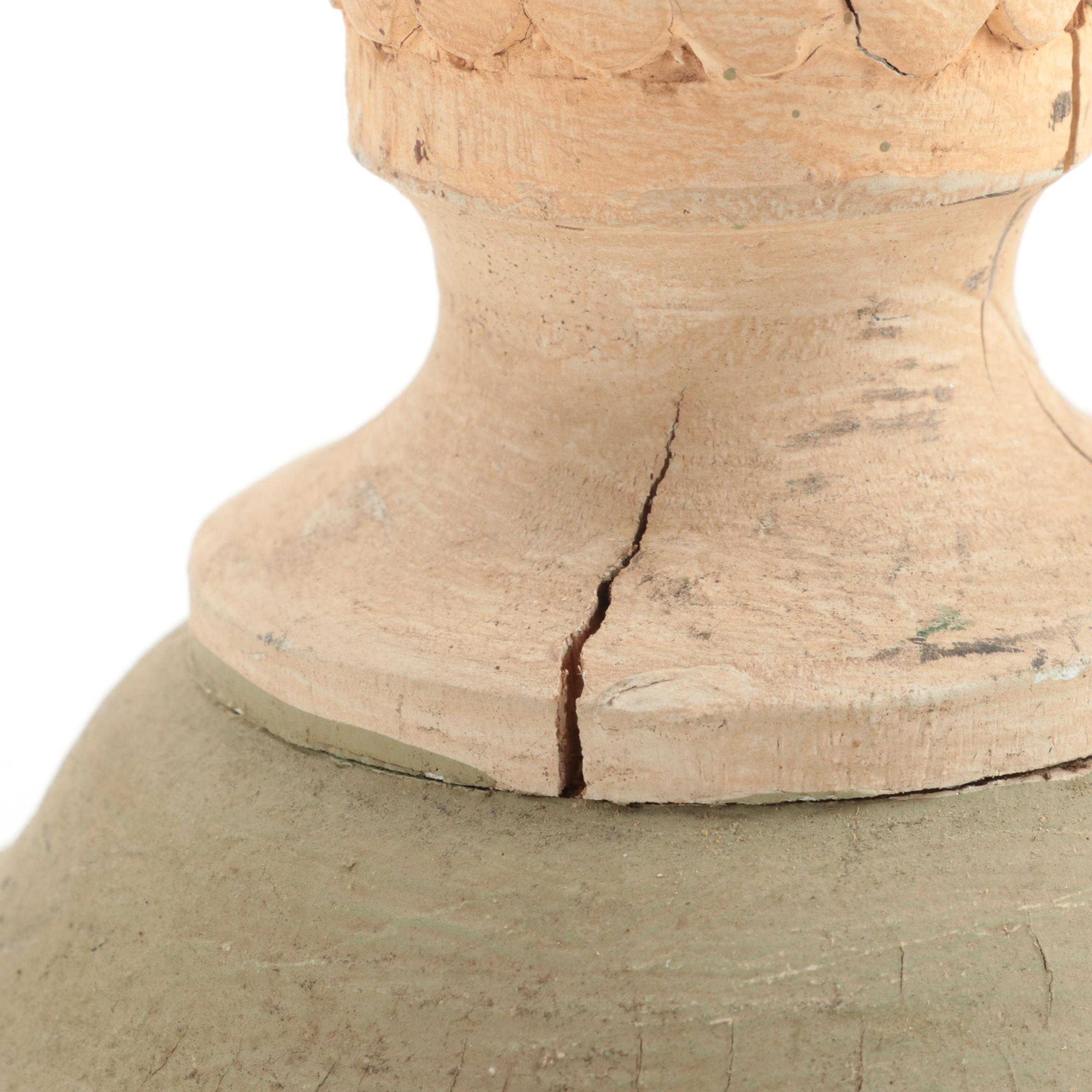 Neoclassical Style Paint-Decorated Carved Wood Candlesticks, Late 20th Century