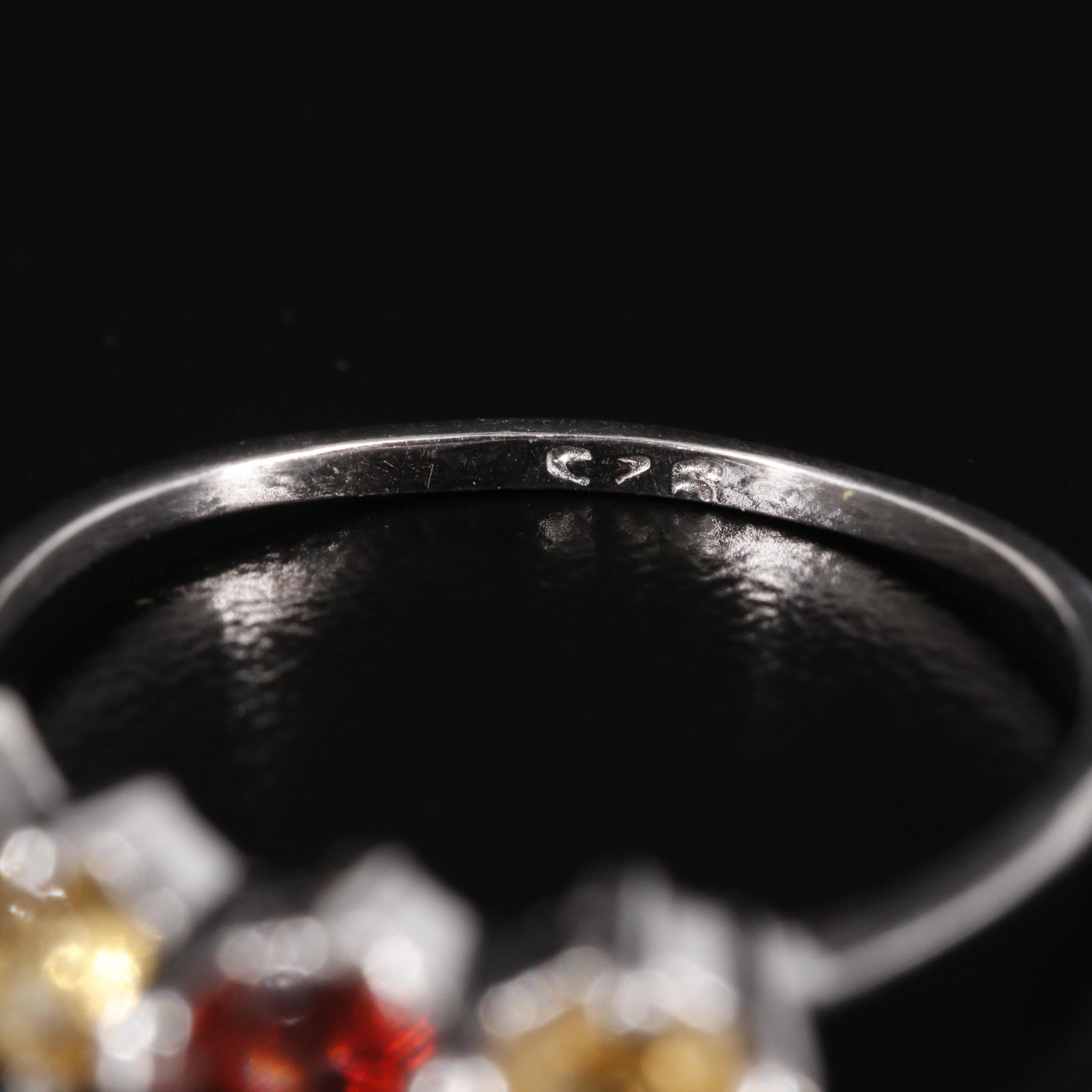 Sterling Citrine and Garnet Ring