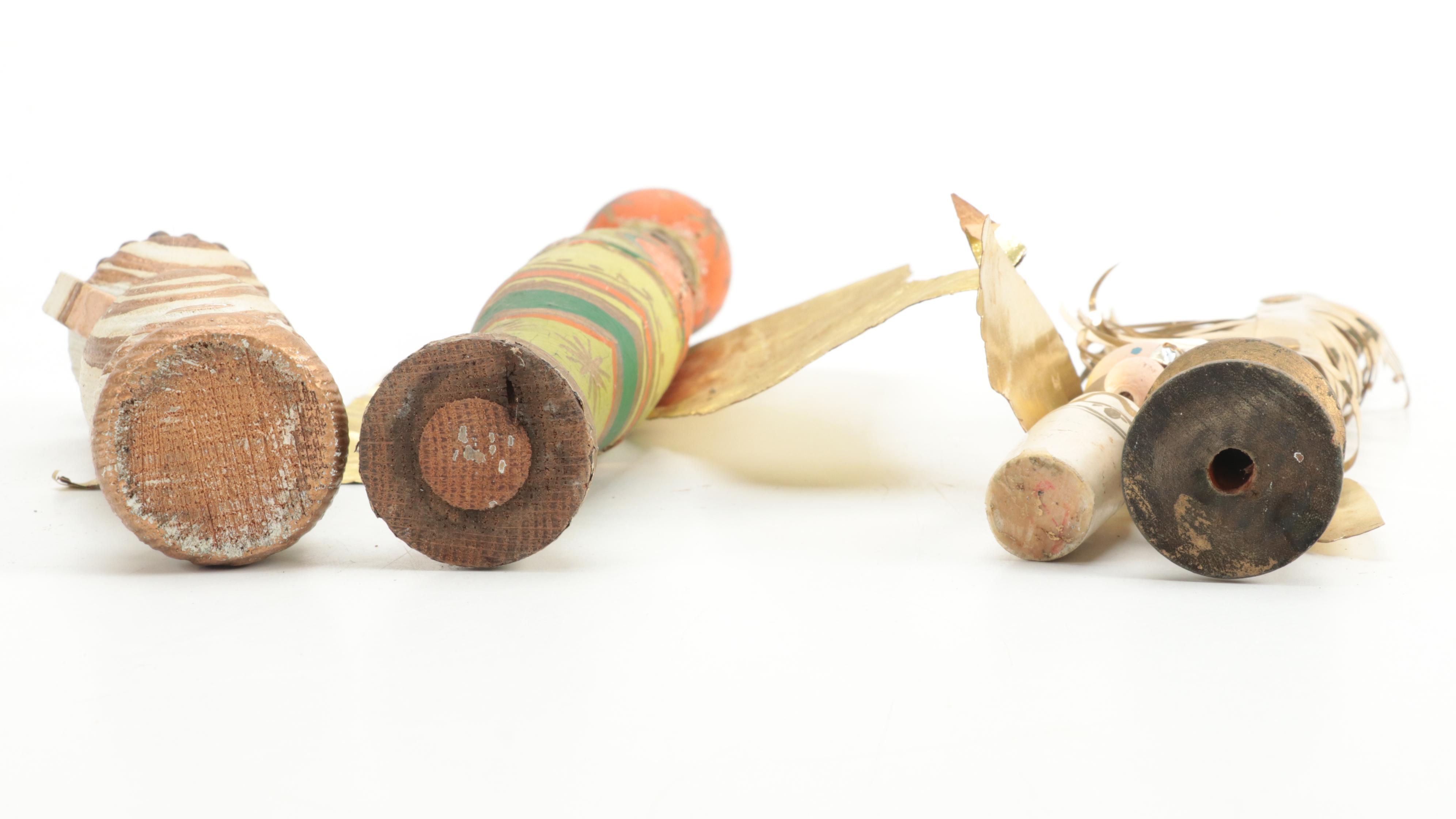 Angel and Other Hand-Painted Wood Figurines