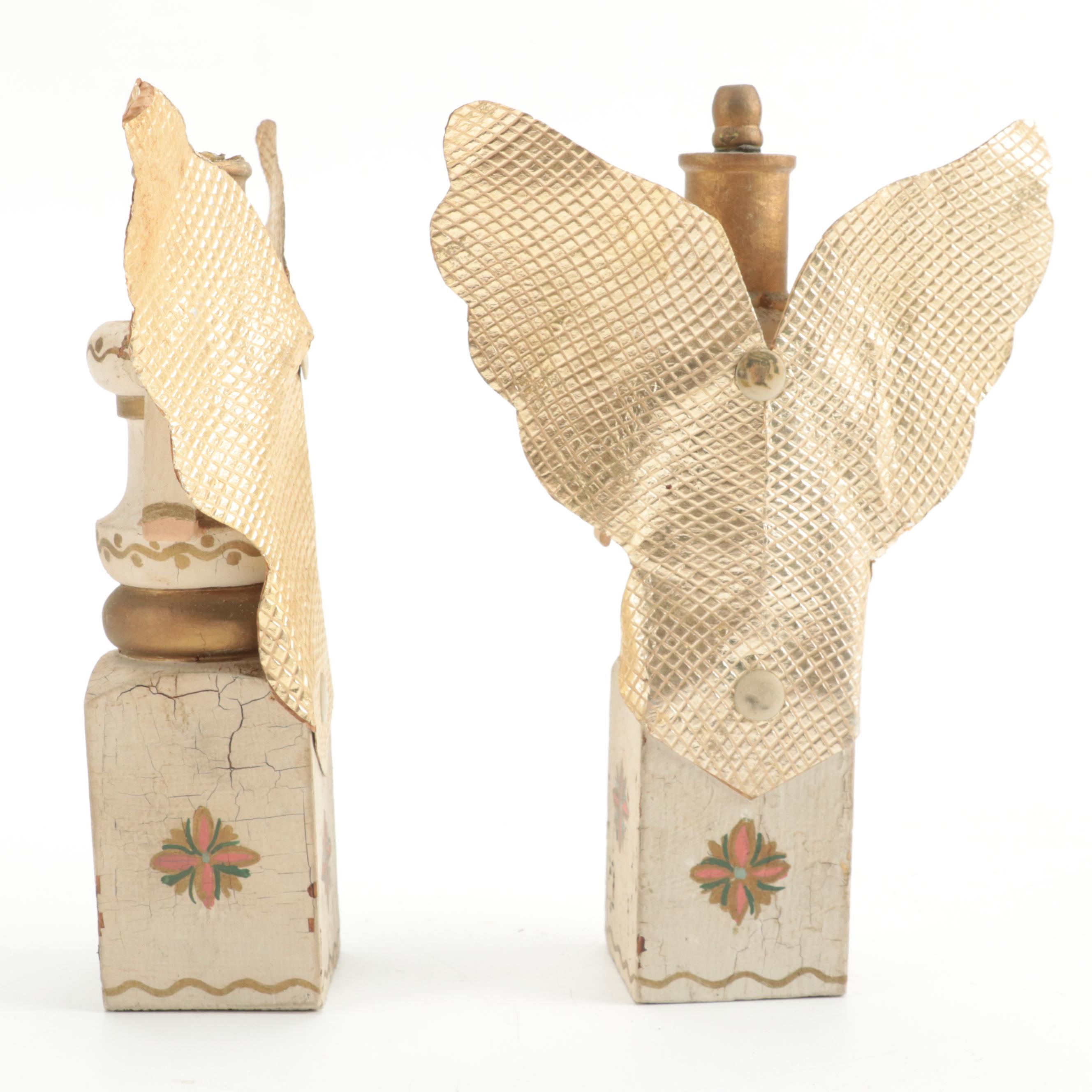 Angel and Other Hand-Painted Wood Figurines