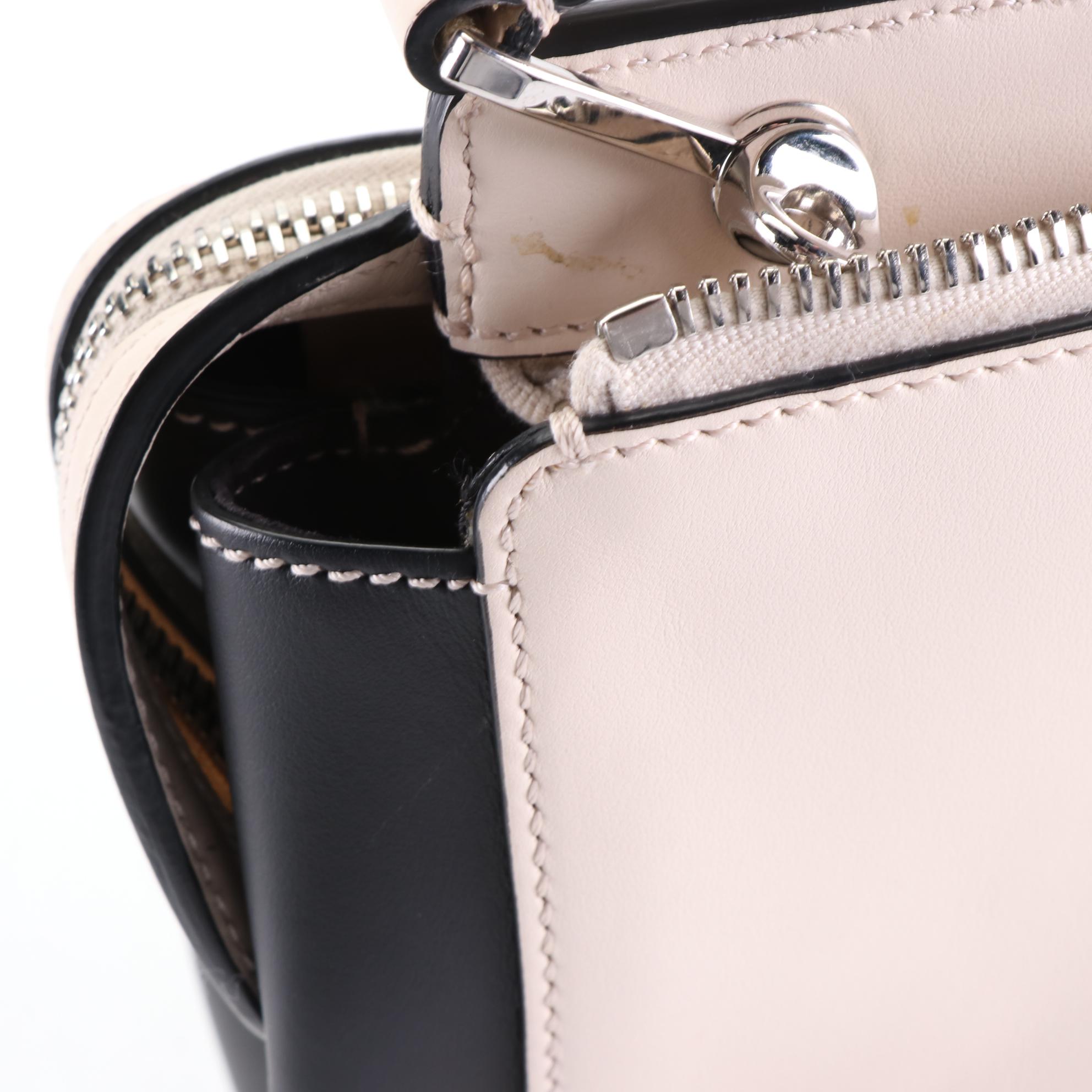 Fendi Medium DotCom Satchel in Leather with Whipstitch Detail