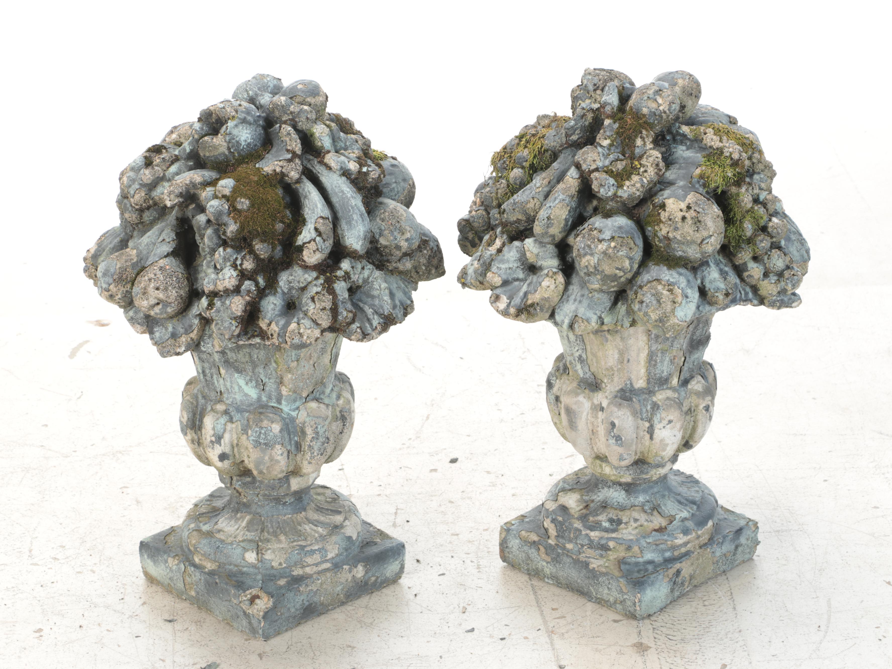 Pair of Cast Concrete Garden Fruit Baskets
