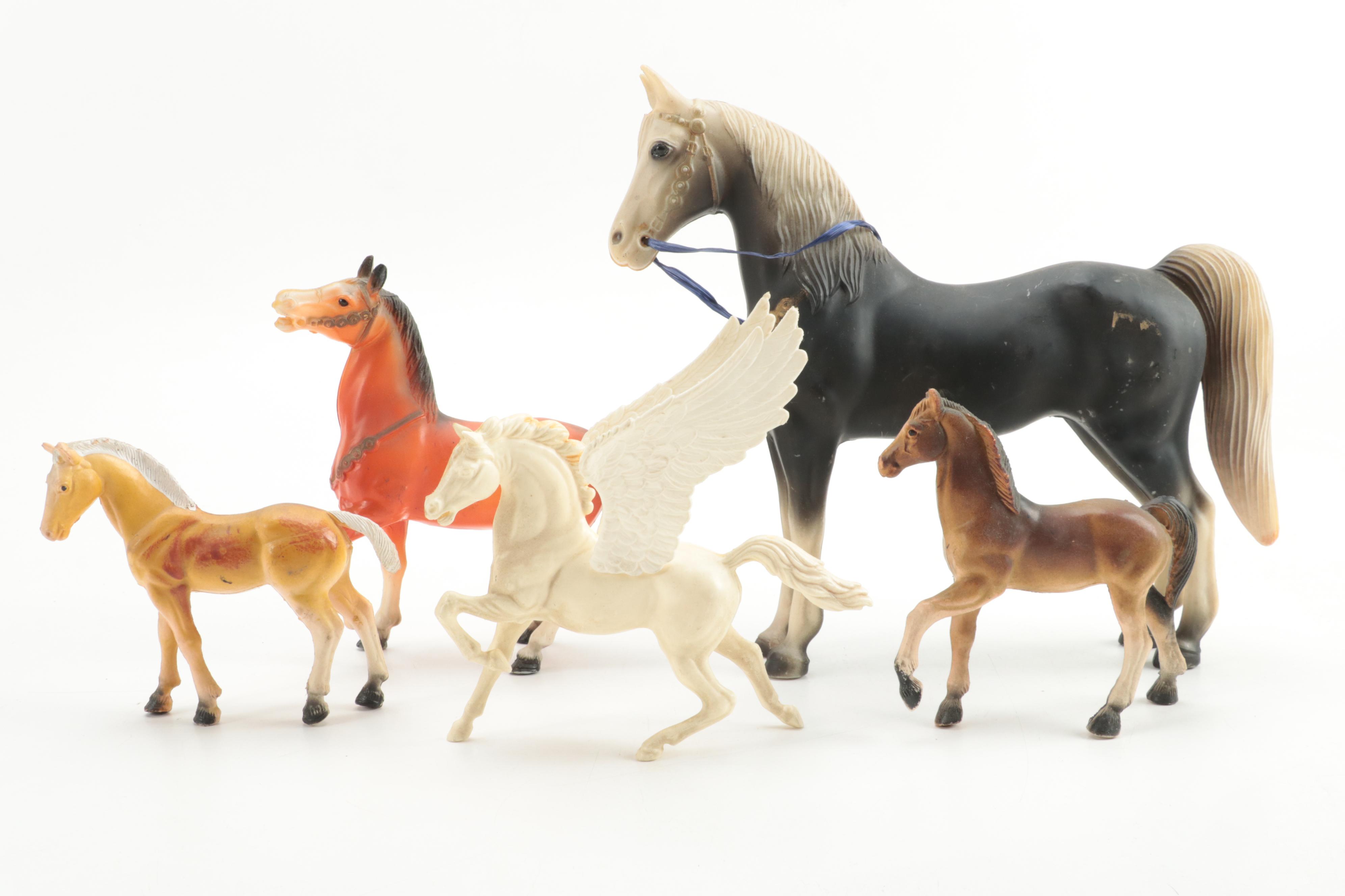 Imperial Toys Cast Plastic Horse With Other Toy Horses, Foals, and Pegasus