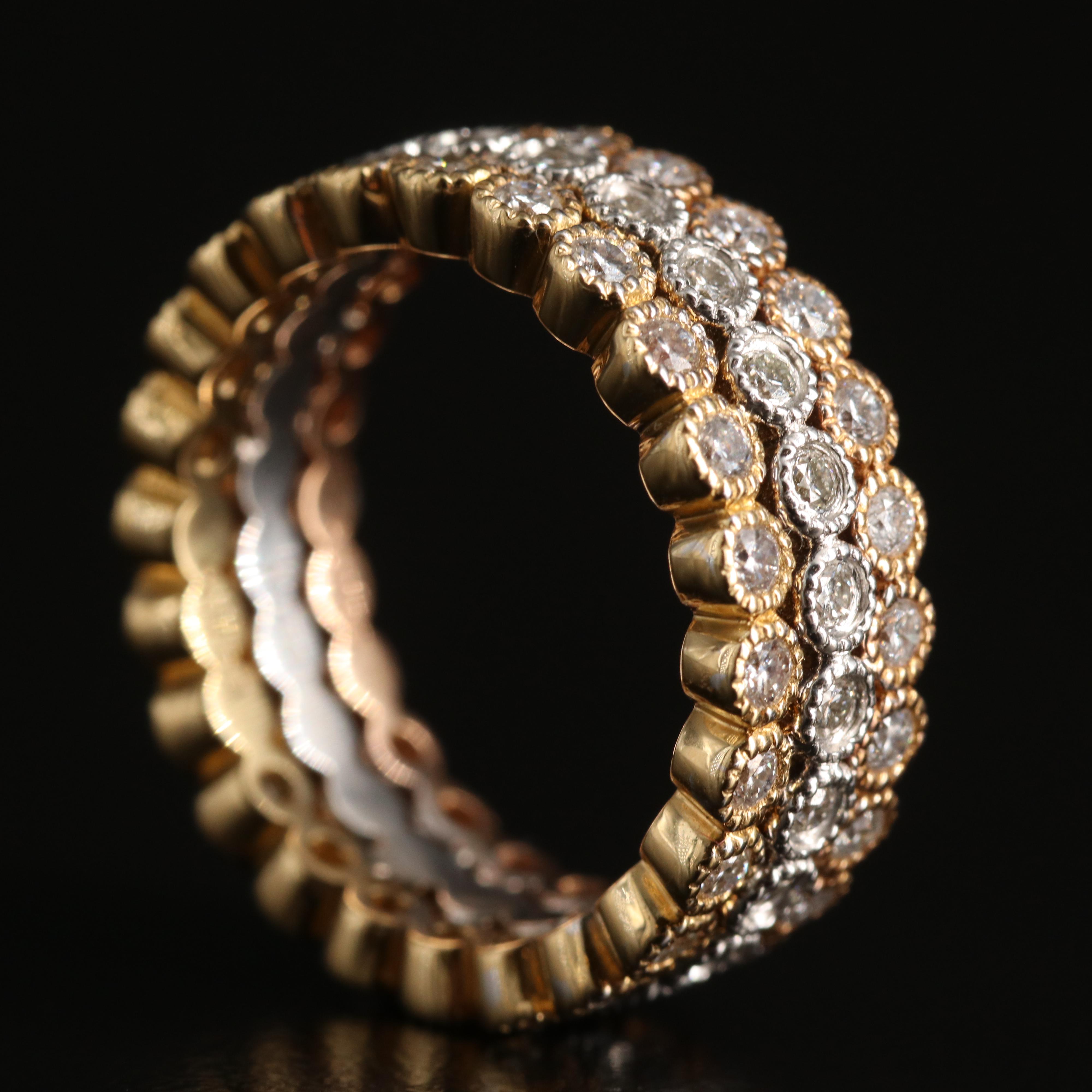 14K Tri-Color Gold 1.48 CTW Diamond Ring